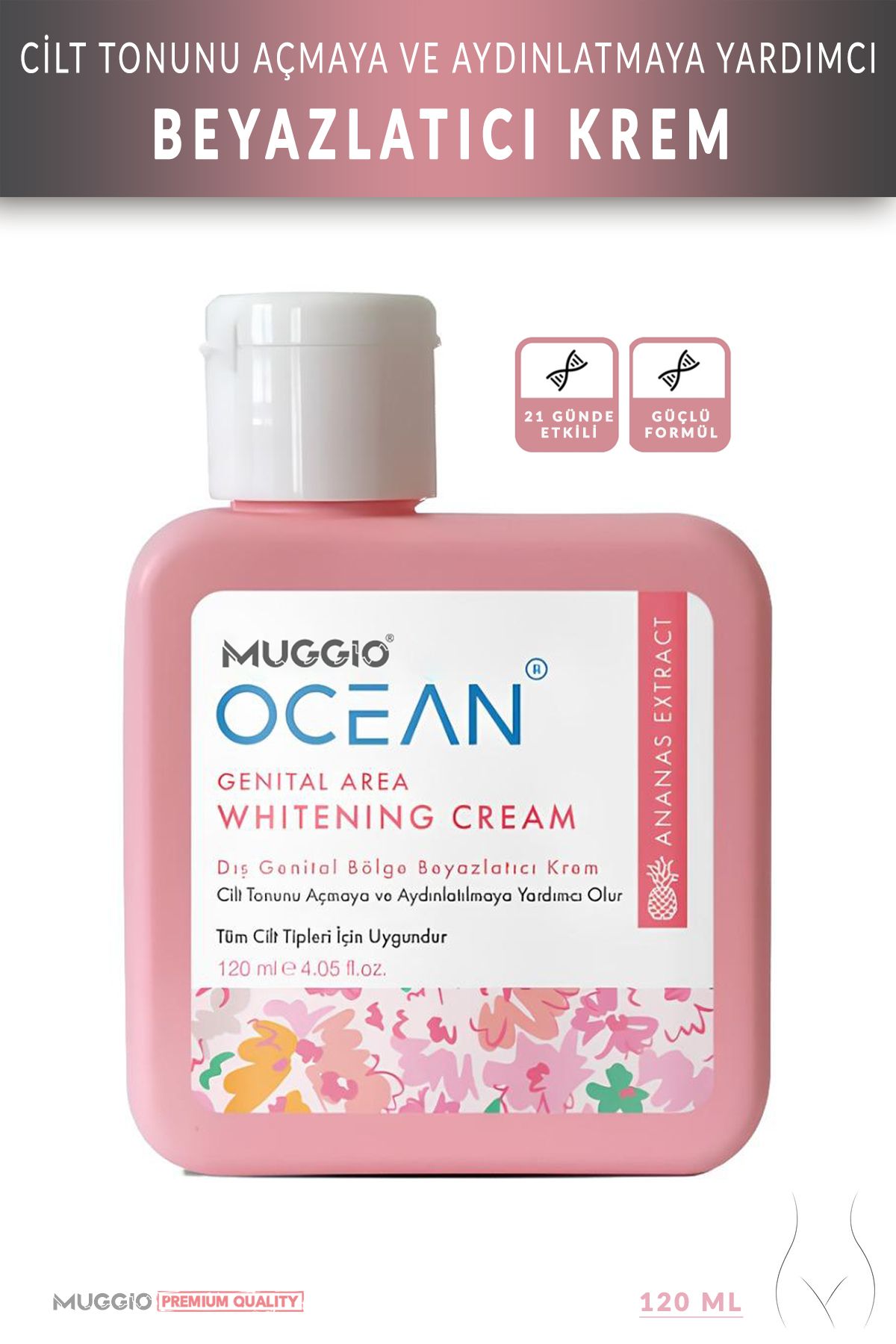 Muggio Beyazlatıcı Whitening Krem 120 ml (Yüz, Koltuk Altı, Bikini Bölgesi, Dirsek)