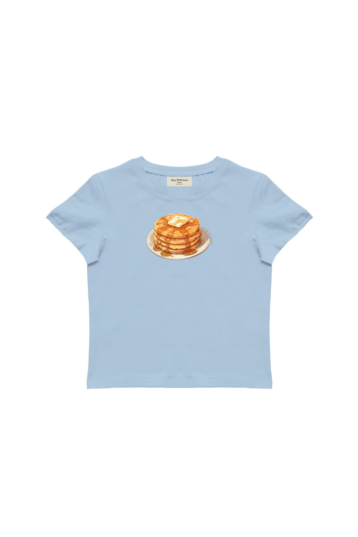 lethestudios Waffle Baskılı Baby Tee Crop Top