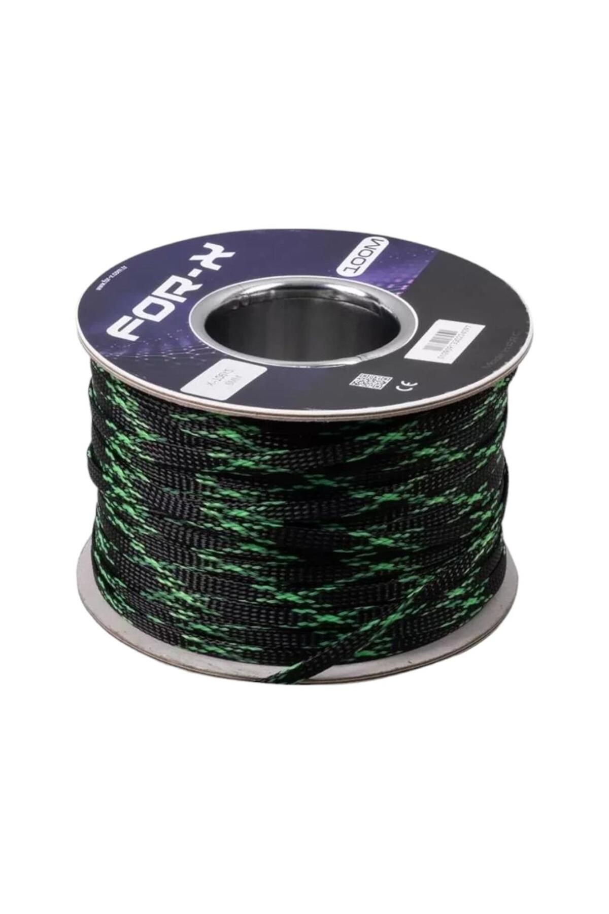 For-X X-106YS Yeşil-Siyah 6mm 100 Metre Kablo Çorabı
