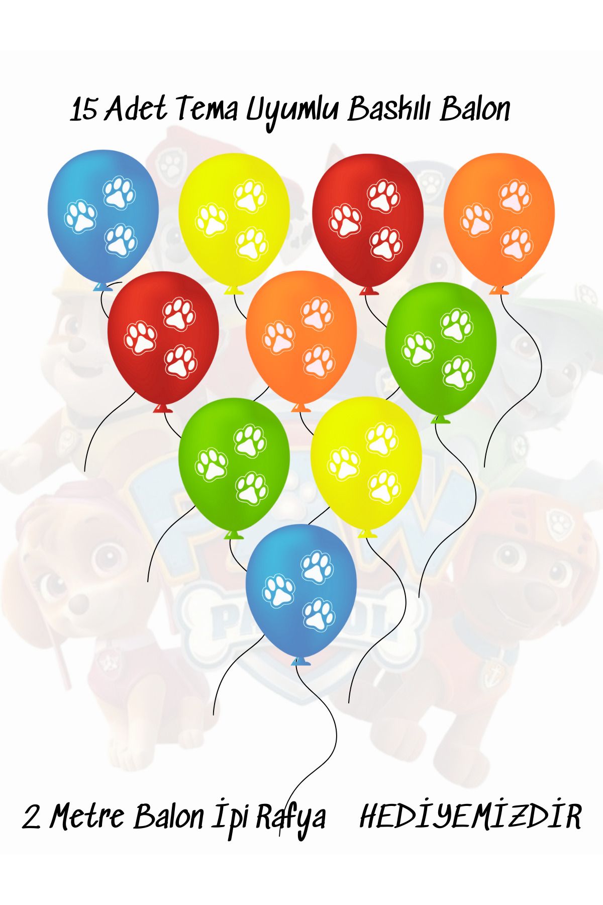 snowparty Paw Patrol Paw Petrol Baskılı Tema Uyumlu Doğum Günü Parti Balonu