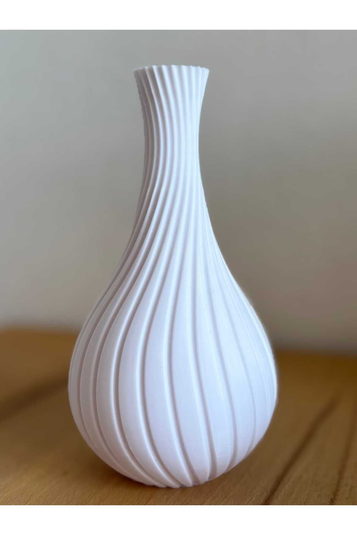 PRİNTİCA DESİGN 3D Baskılı Beyaz Spiral Vazo