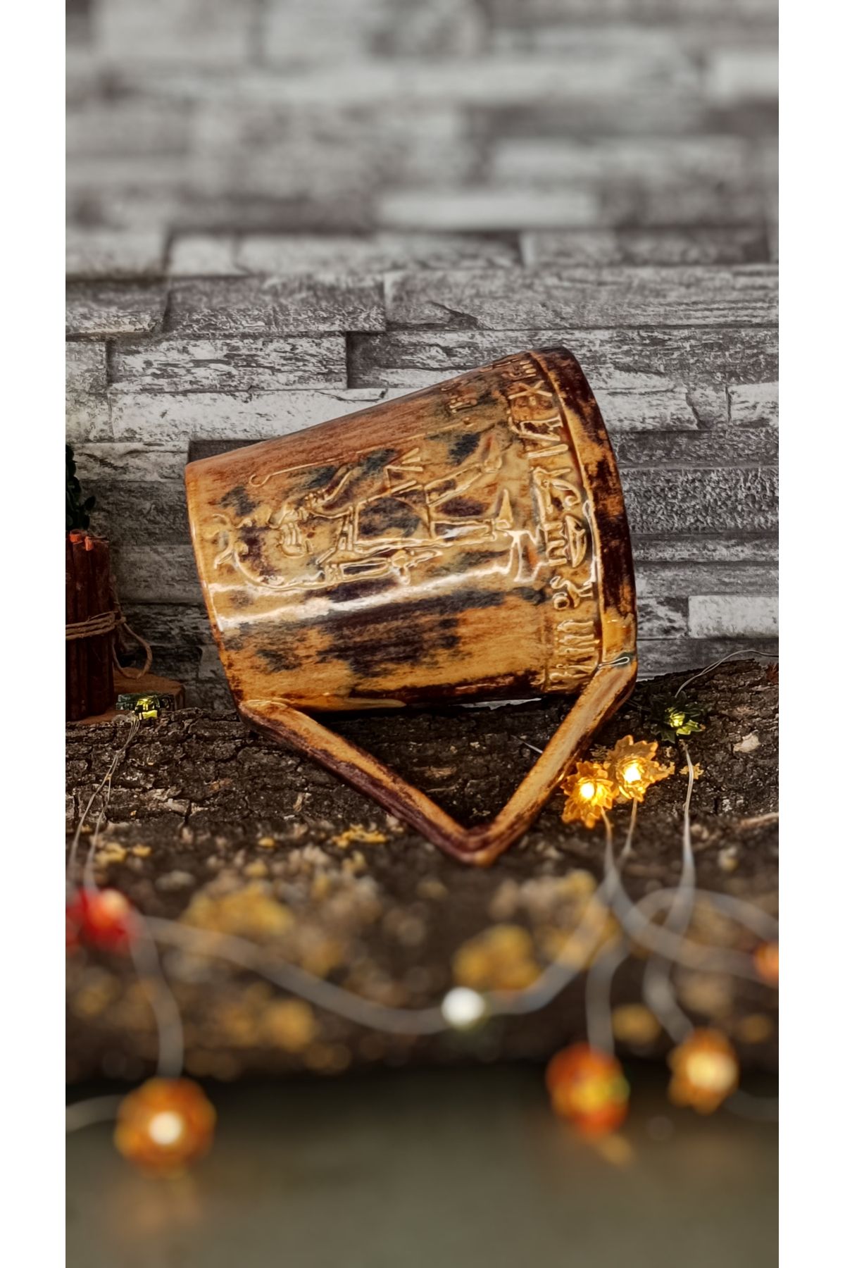 The Gara Mısır Tanrıları Bira Bardağı Eskitme Bronz %100 El Yapımı