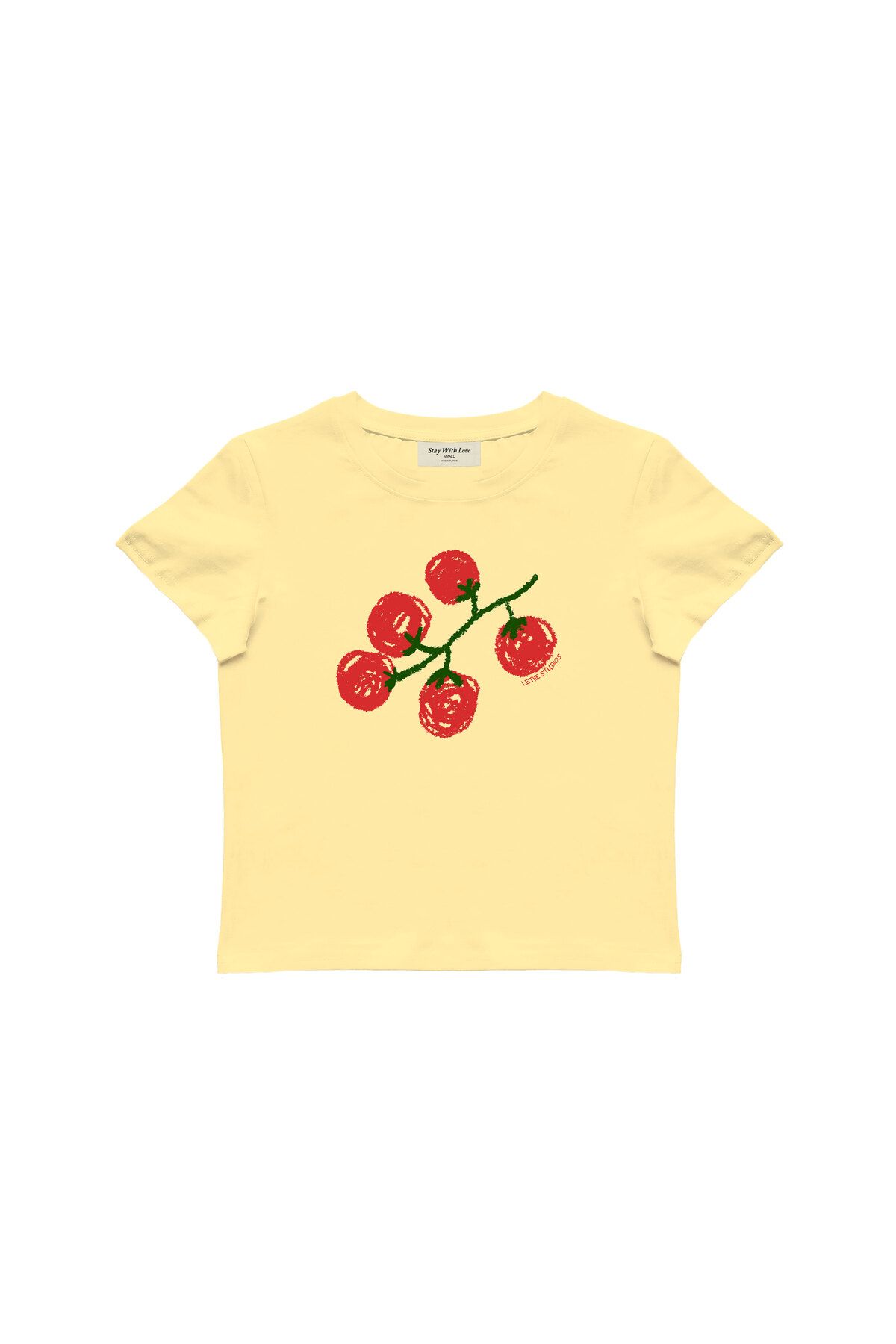 lethestudios Tomatoes Baskılı, Meyve Desenli Baby Tee Crop Top