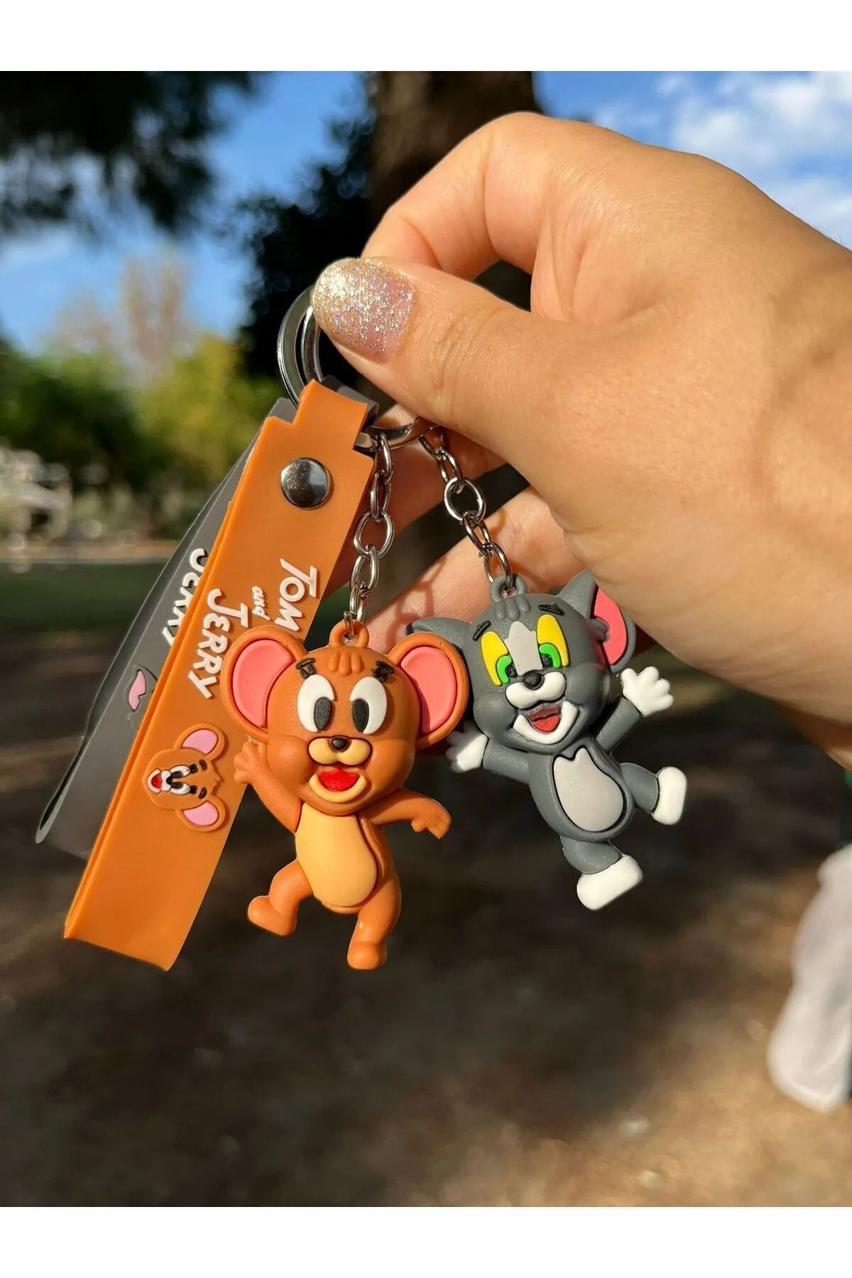 TAYEM Tom ve Jerry Anahtarlık, Silikonlu 3D Anahtarlık ve Çanta Aksesuarı (2 Adet)