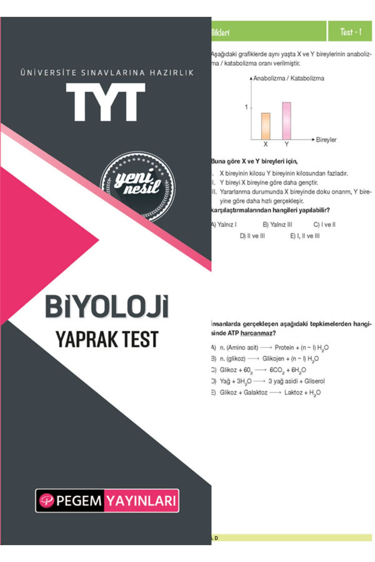 Pegem Akademi Yayıncılık TYT Biyoloji Yaprak Test Pegem Yayınları