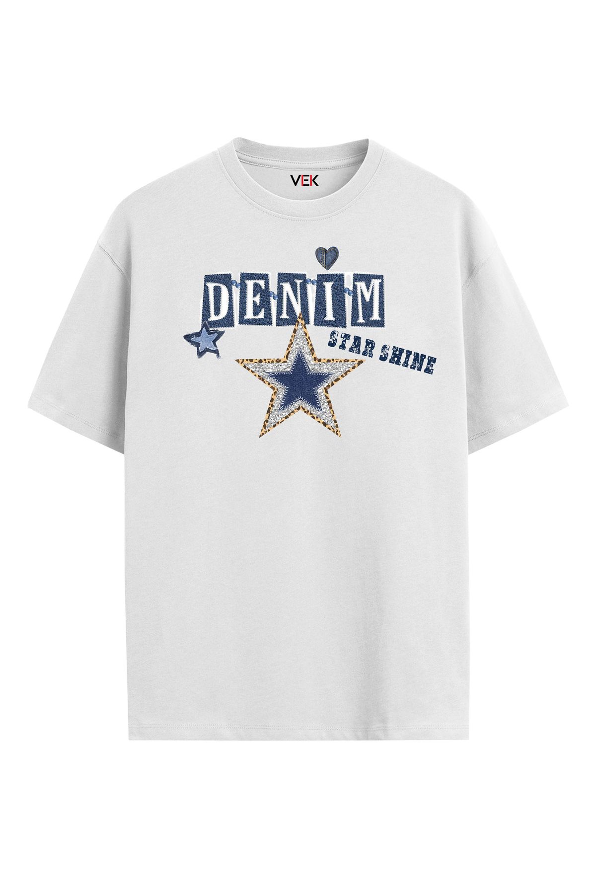 VEK Oversize T-Shirt Kot Görünümlü (Kot İçermez)