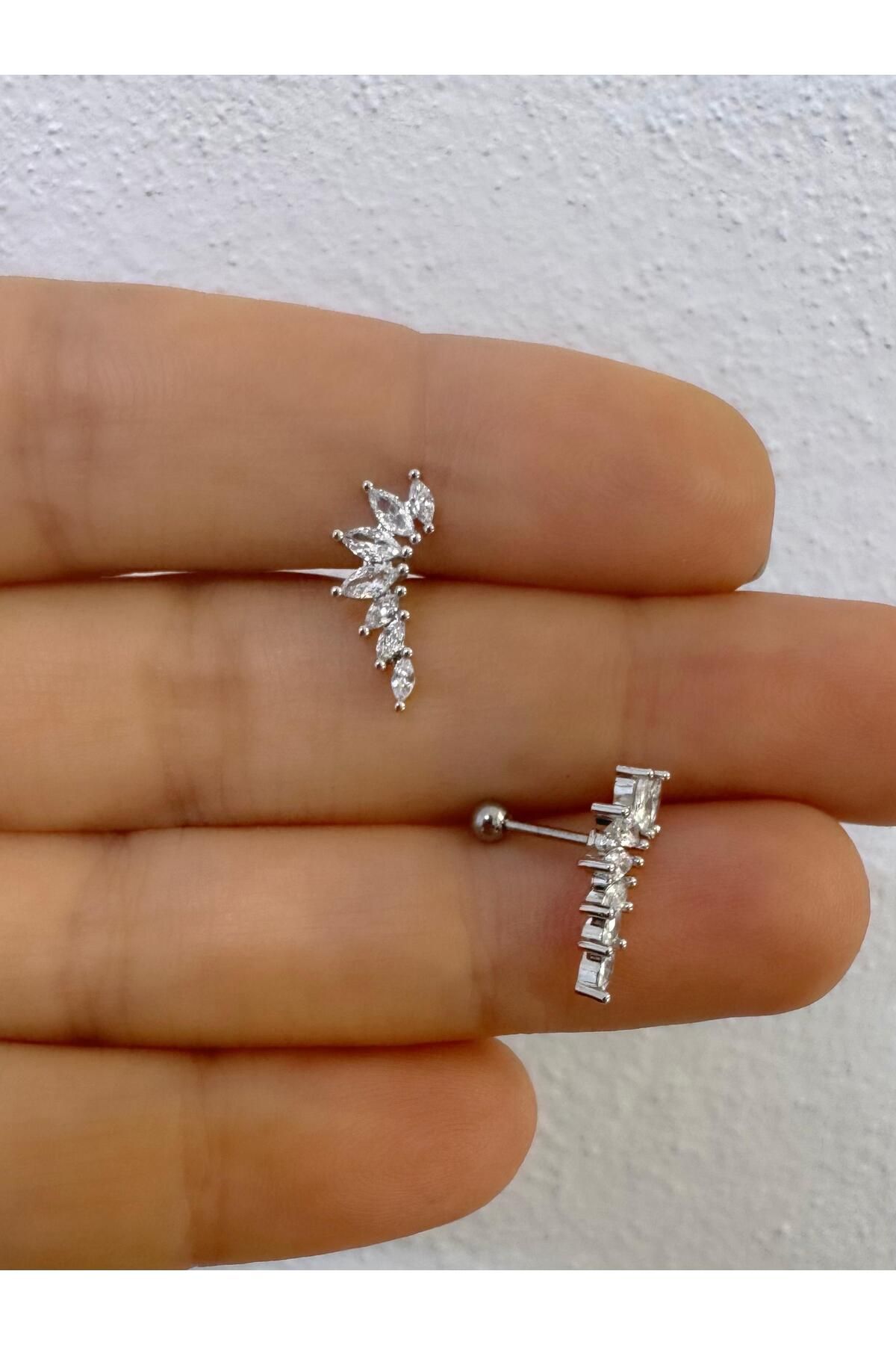 Arescollection 1 ADET ZİRKON TAŞLI KIKIRDAK HELİX UYUMLU PİERCİNG