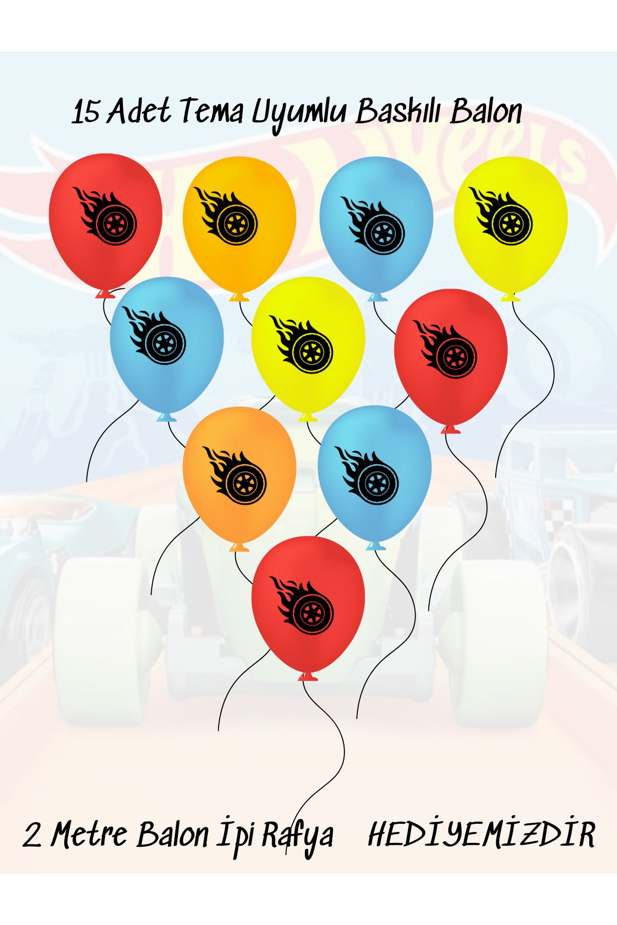 snowparty Hot Wheels Hotwhels Ateşli Tekerler Baskılı Tema Uyumlu Doğum Günü Parti Balonu