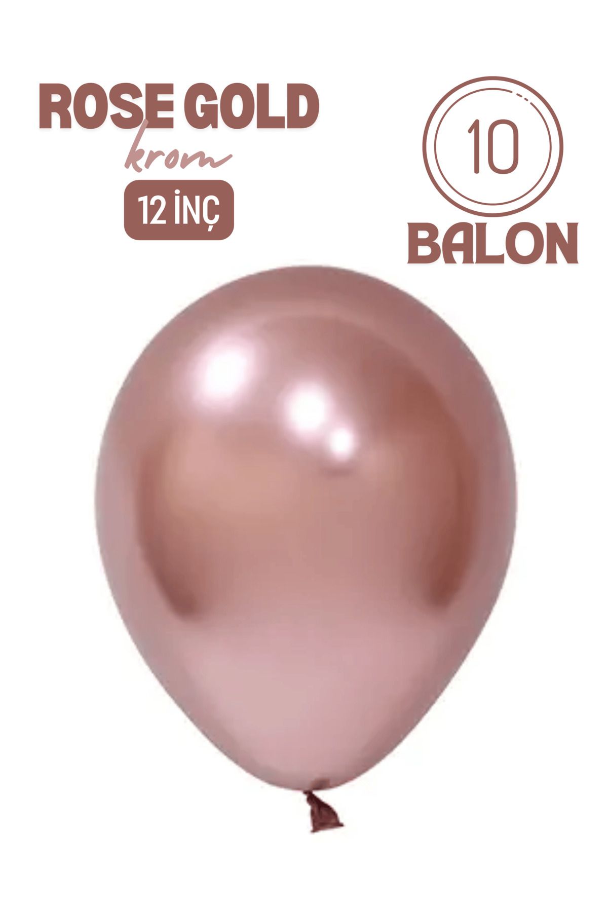 Mielibon 10’lu Krom Rose Gold Balon | 12 inç Parlak Balonlar | Söz, Nişan, Doğum Günü Süsleme