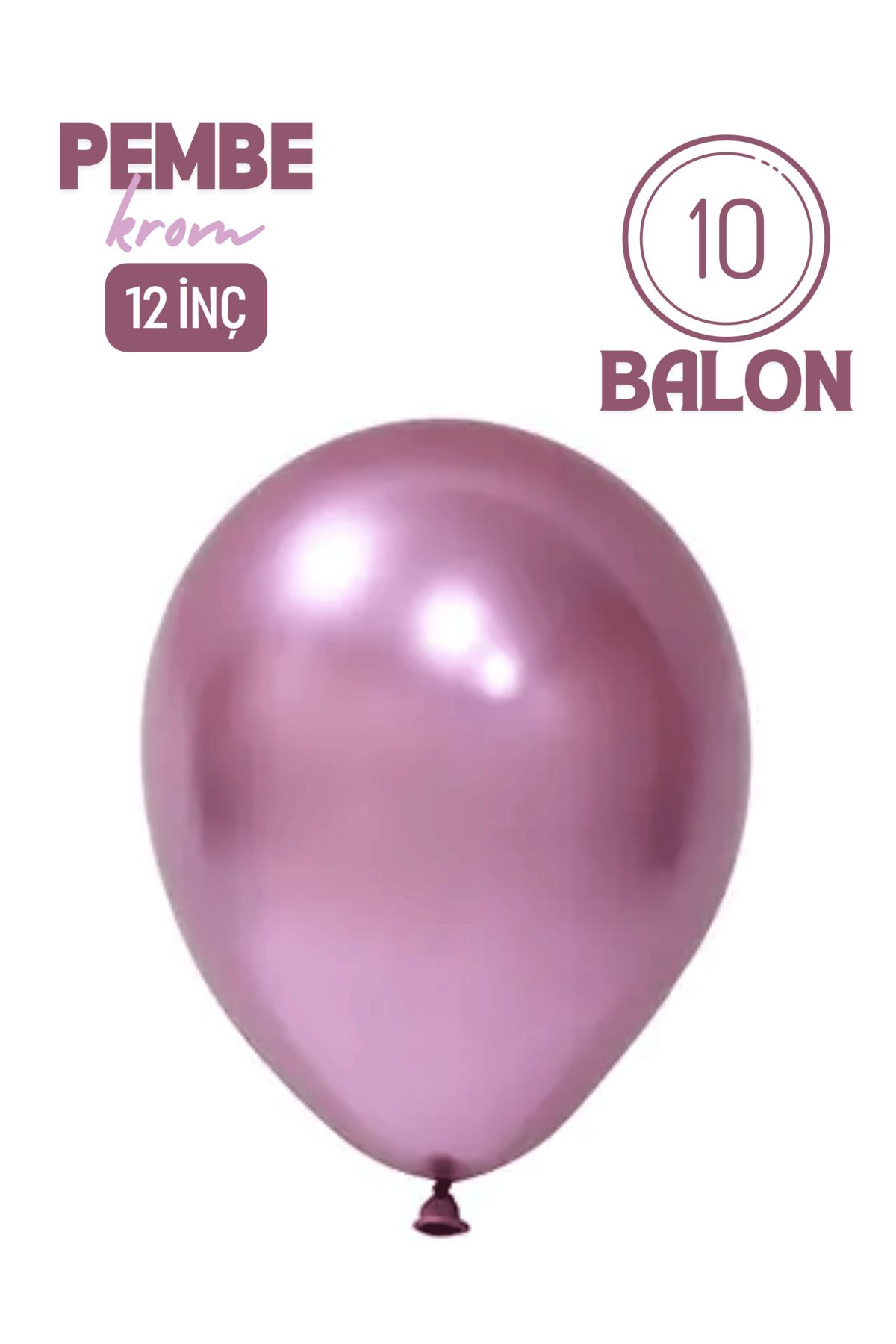 Mielibon 10’lu Krom Pembe Balon | 12 inç Parlak Balonlar | Parti, Söz, Nişan ve Özel Gün Süsleme