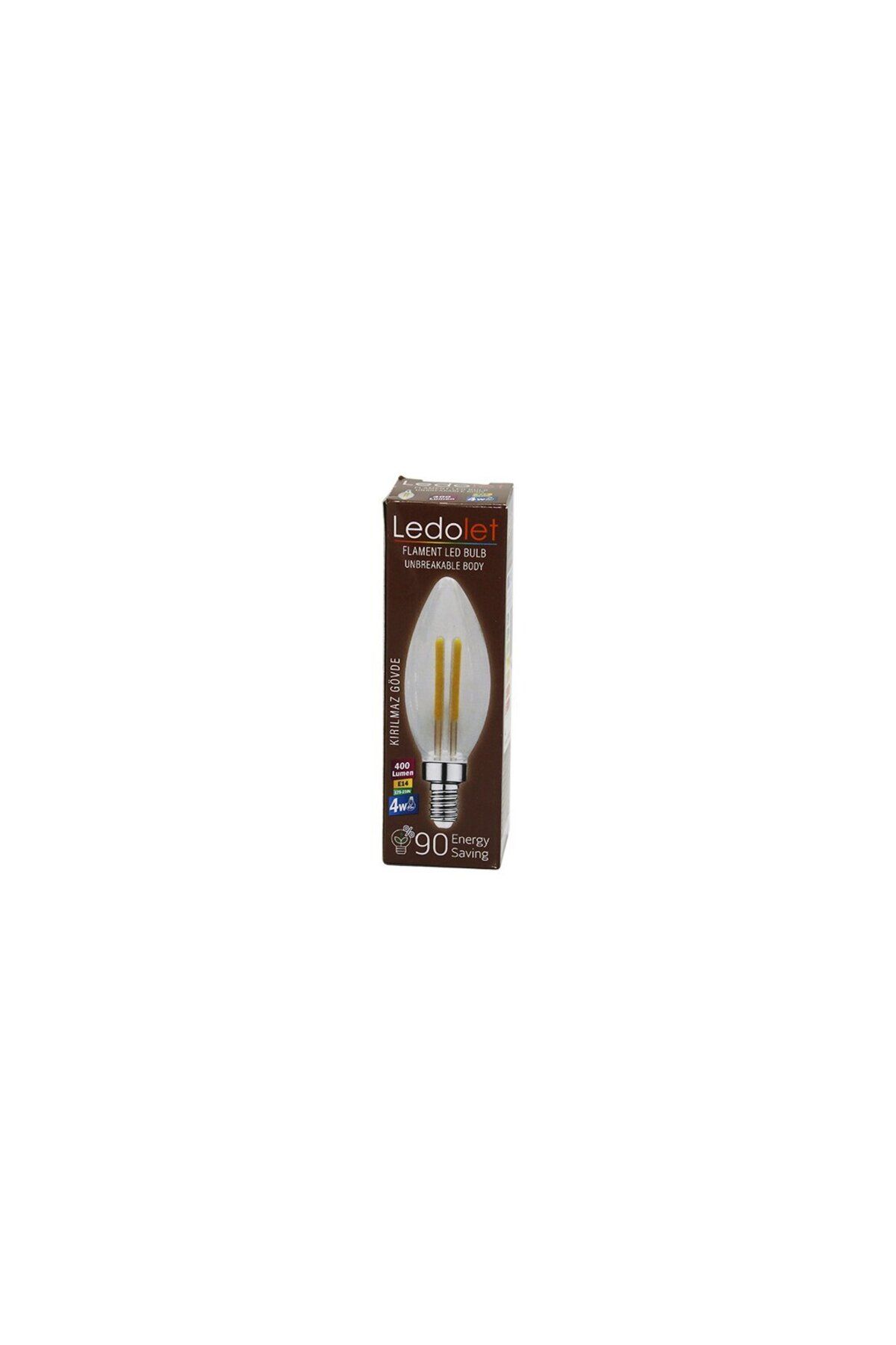 Vemora LEDOLET 4W=45W - E14 MUM FLAMENT LED RUSTİK AMPUL 400LUMEN - 3000K KIRILMAZ GÖVDE (5166)
