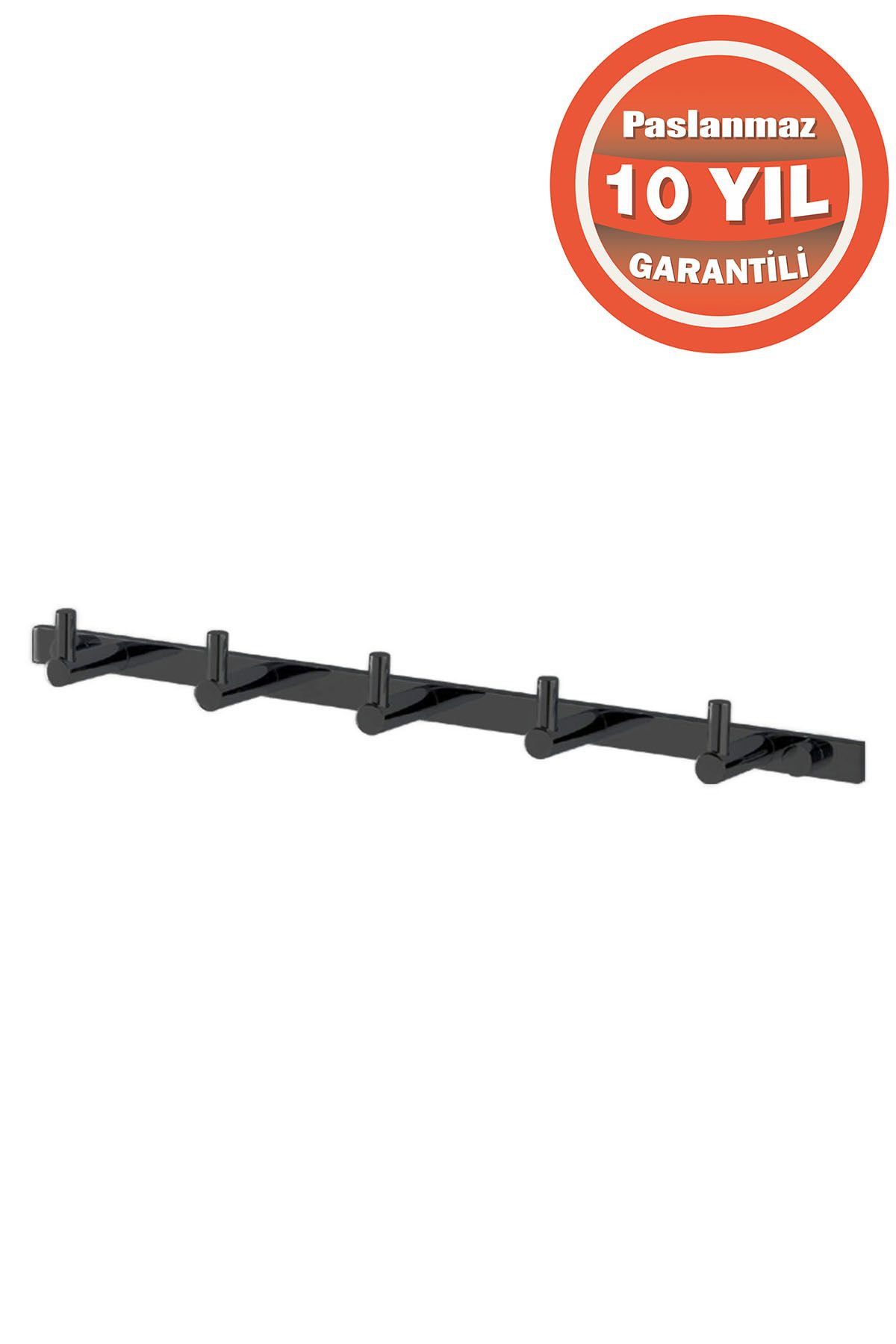 ÇELİK BANYO Paslanmaz Pirinç Mat Siyah Mercan 5’li Askılık Havlu Askısı