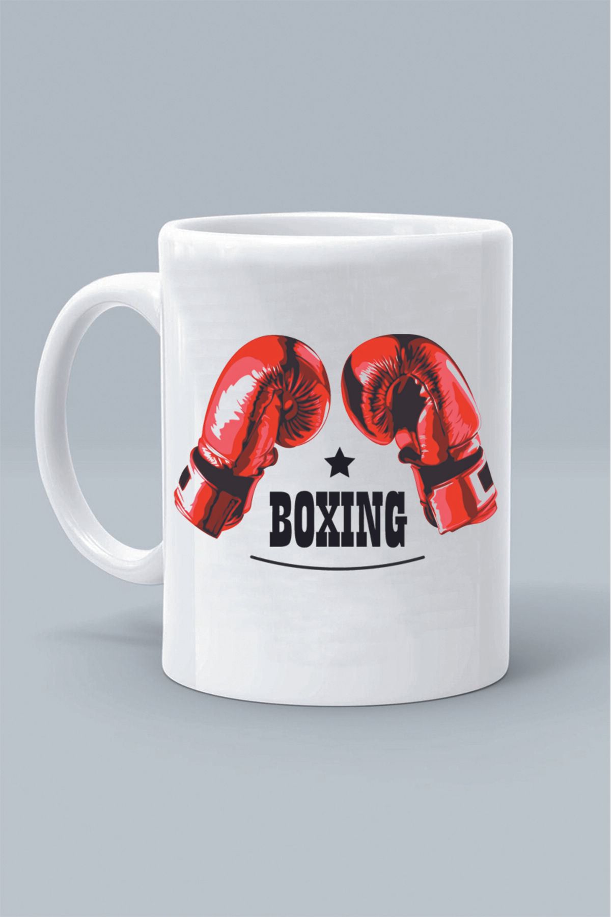 Olympus plus KIRMIZI BOKS ELDİVEN BOXING SPOR TASARIM BASKILI BEYAZ KLASİK KUPA BARDAK