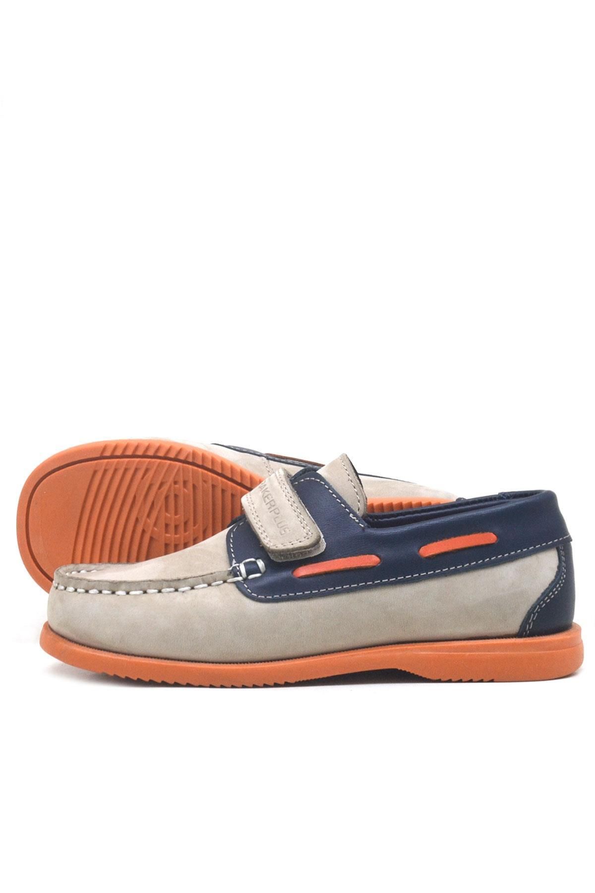 Rakerplus-Simurg Genuine Leather Navy Blue Sand Color Boys' Shoes 5