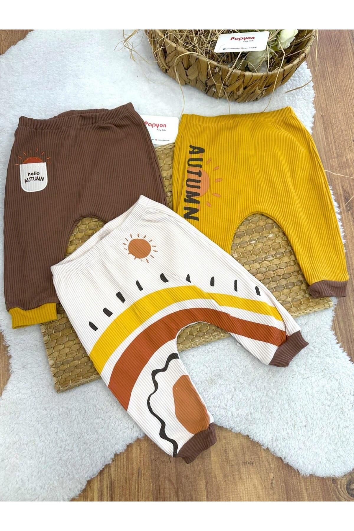 Papyon Baby Kids Oslo Model Erkek Bebek Manşetli 3lü Pantolon Alt (0-3/3-6 Ay)