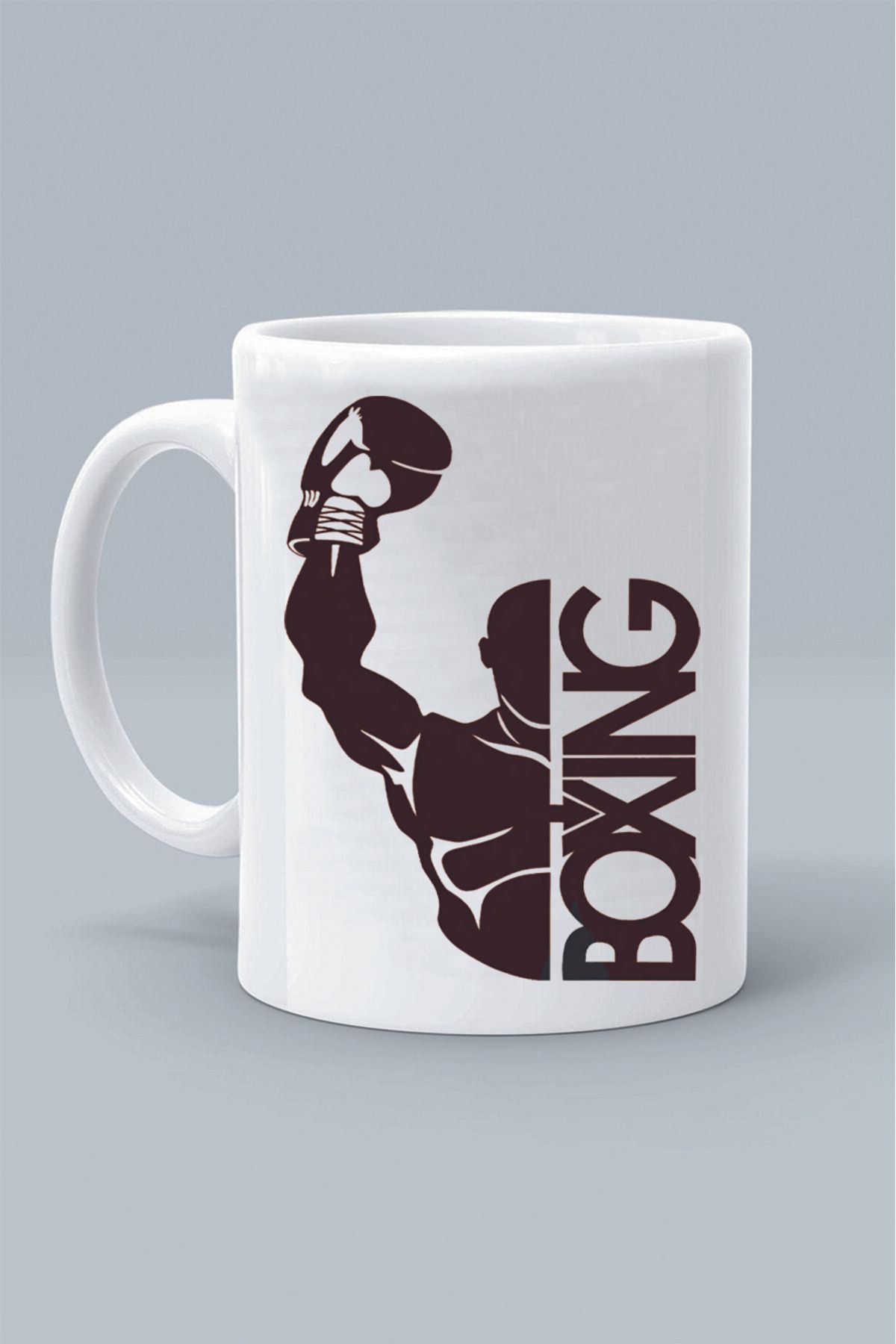 Olympus plus BOXING FACE MAN BOKS SPOR ELDİVEN TASARIM BASKILI BEYAZ KLASİK KUPA BARDAK