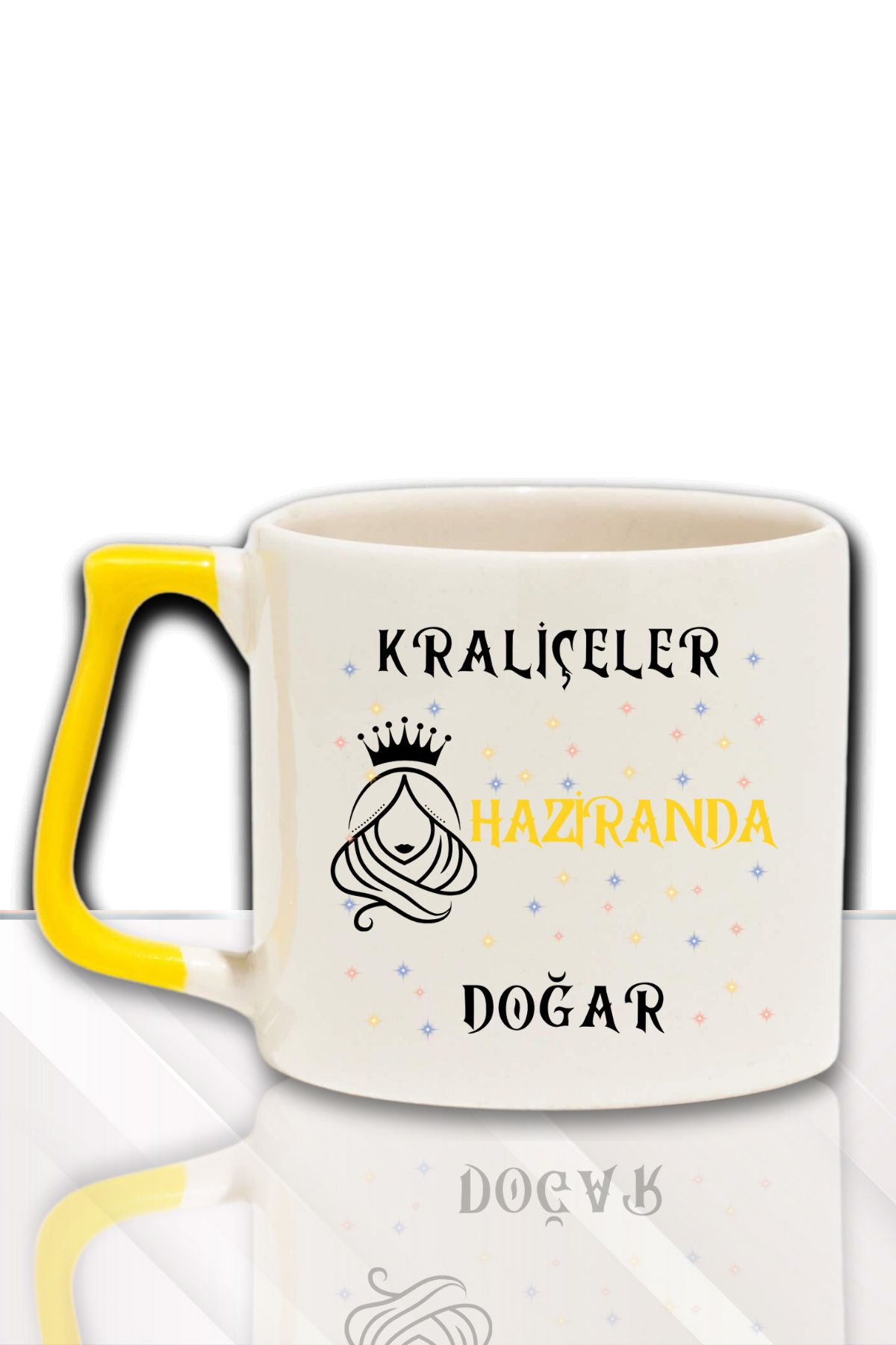 qoeuyl boutique Kraliçeler Bu Ayda Doğar Baskılı Arkadaş, Sevgiliye Doğum Günü Hediyelik Renkli Kulplu Kupa Bardak