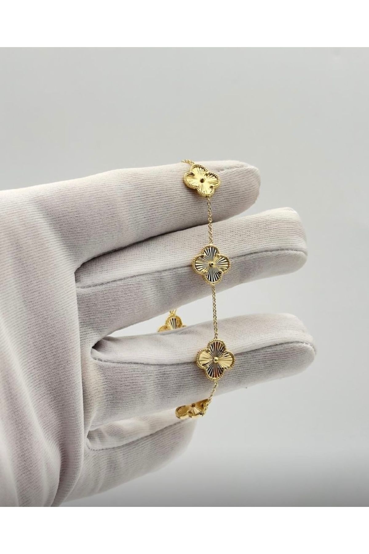 XUPING JEWELRY 14 K Altın Kaplama Yonca Görünümlü Mini Boy Bileklik