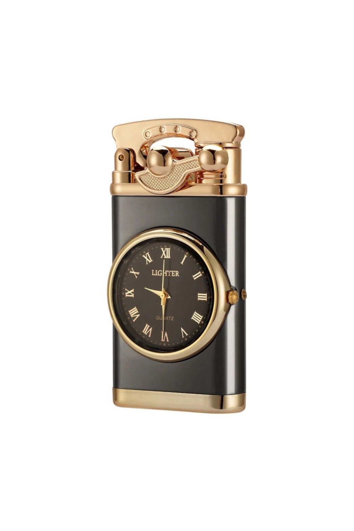 Evelise-Refillable Gas Lighter With Windproof White Flame And Built-in Adjustable Clock, 7.5 X 1