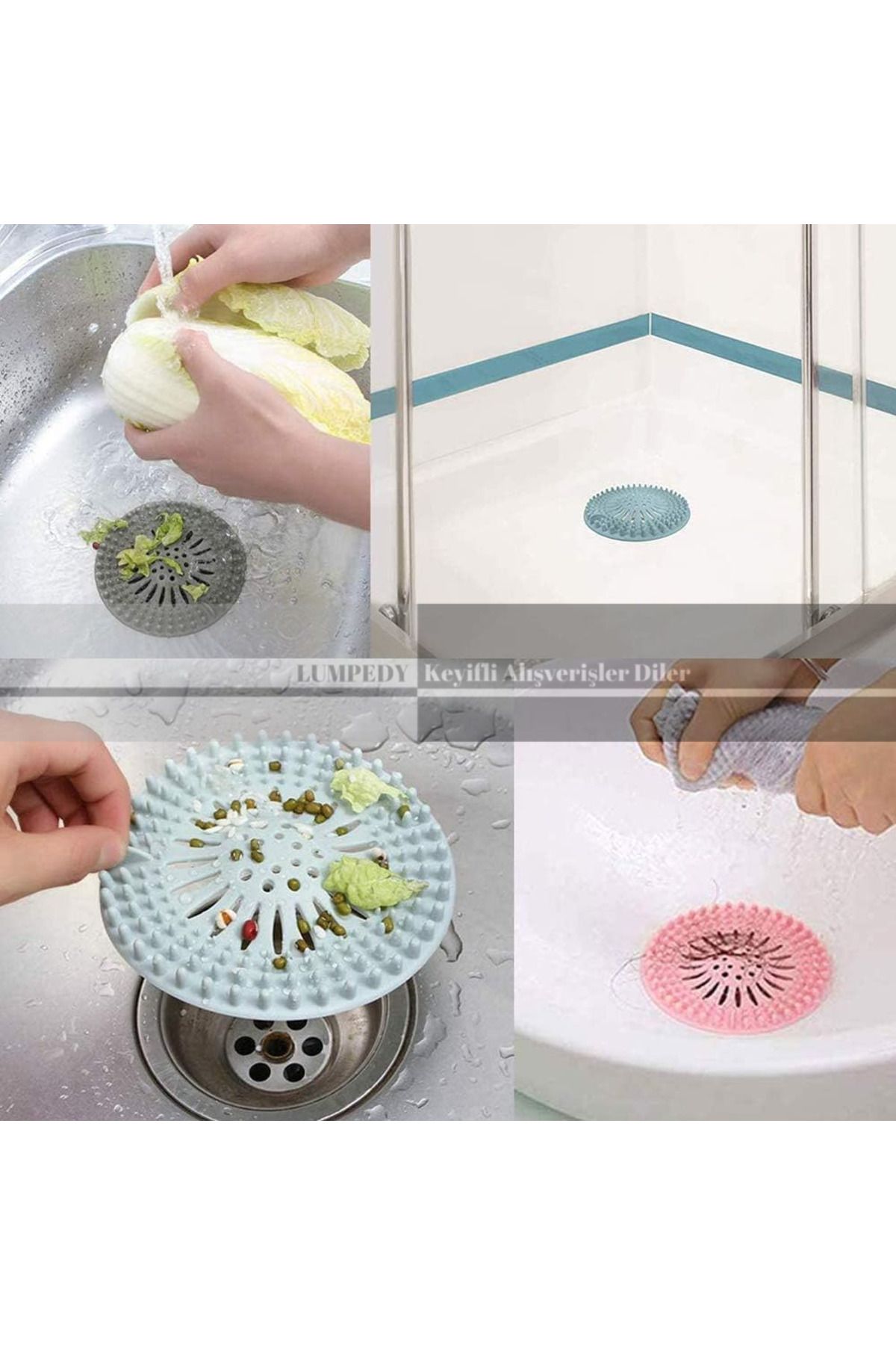 Lumpedy Silikon Süzgeç Banyo Ve Mutfak Gider Kapatıcı Lavabo Süzgeci Çöp Tutucu