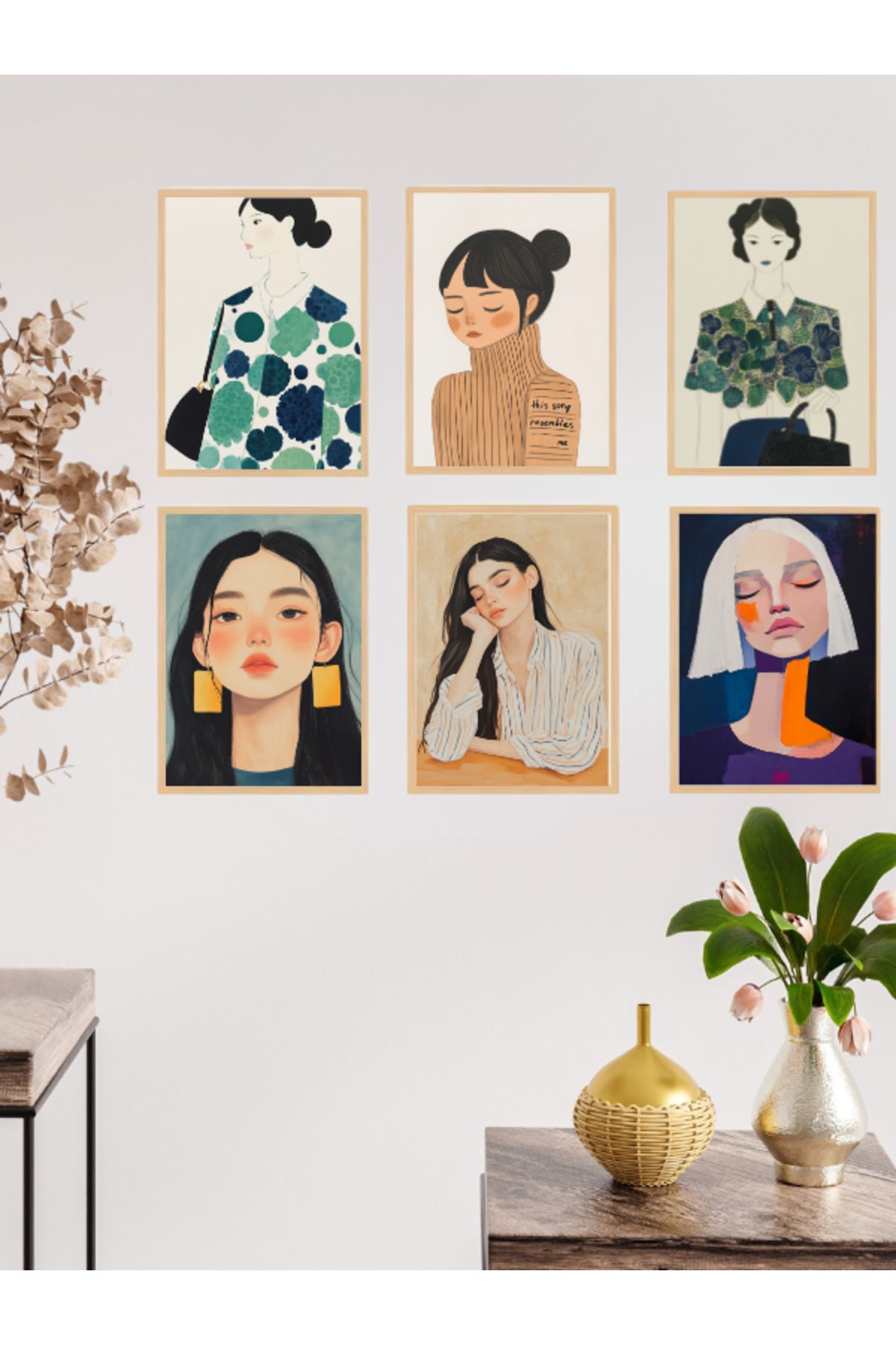 Tuba Decor 6 Parça Çerçeve Görünümlü MDF Tablo Seti