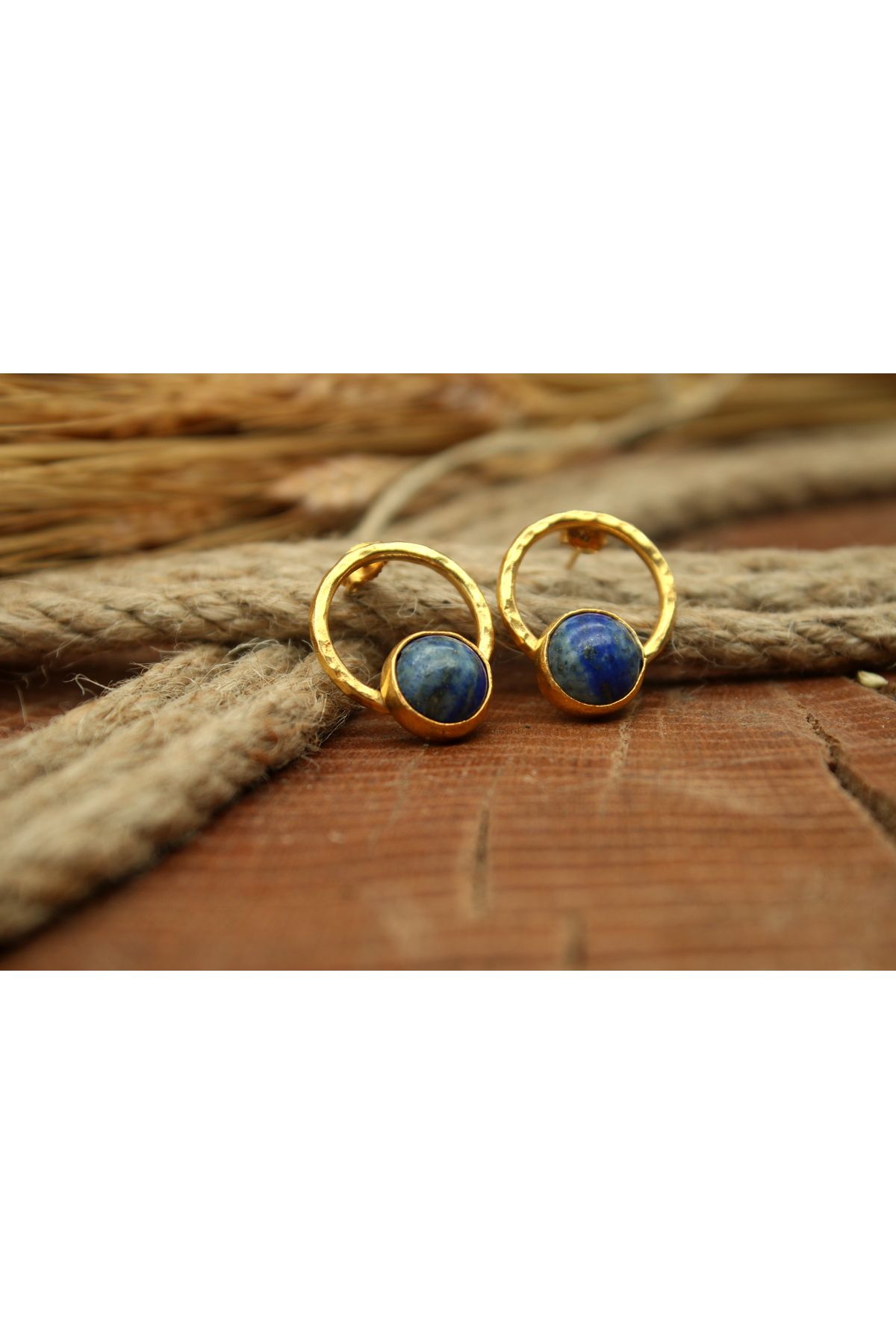 alpsilverart 925 Ayar Gümüş Doğal Lapis Lazuli Taşlı El Yapımı Küpe | Kadın Takı