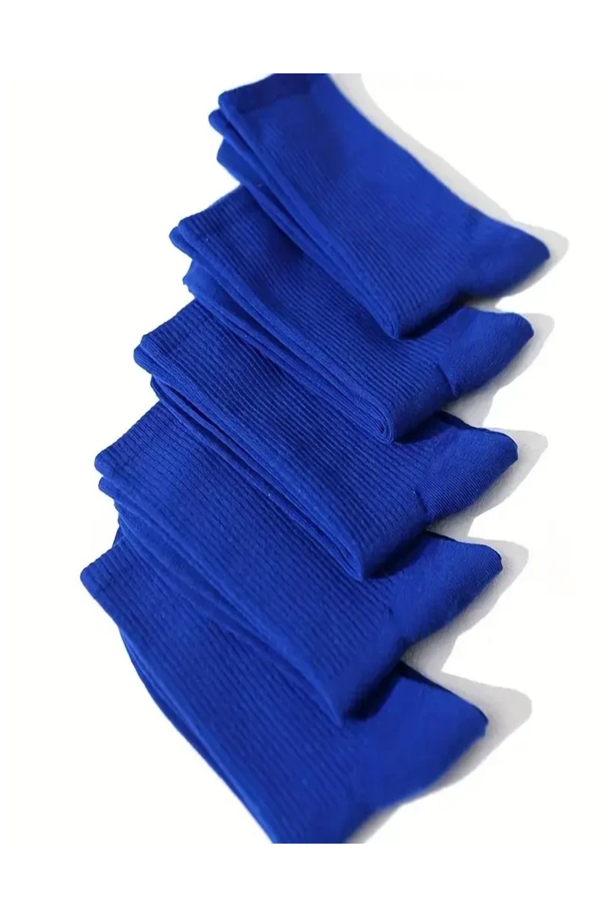 Esinti 5 Çift Erkek Kadın Çorap Düz Mavi Soket Çorap Unisex Tenis Spor Çorap