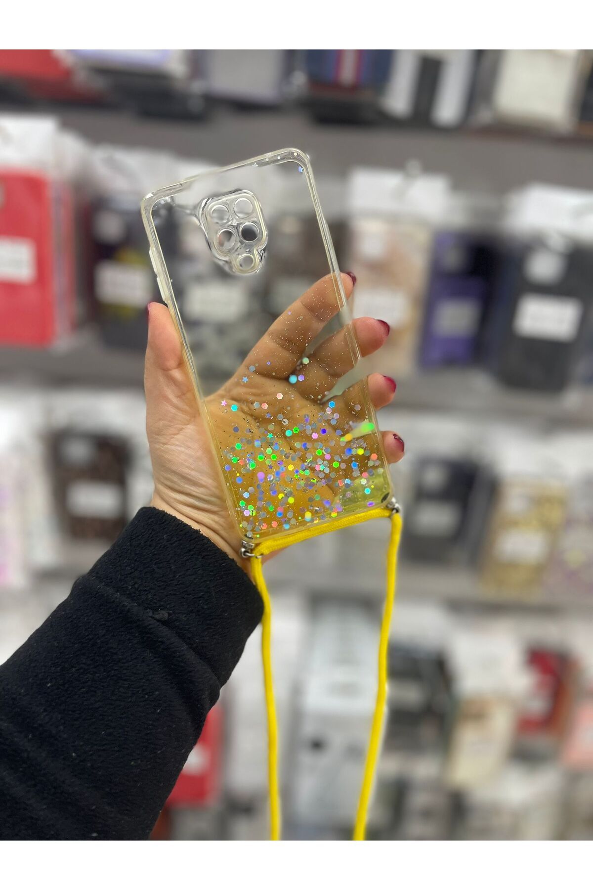 TECNOTREND Redmi Note 9 Pro/Note 9s Uyumlu simli ipli şeffaf silikon kılıf