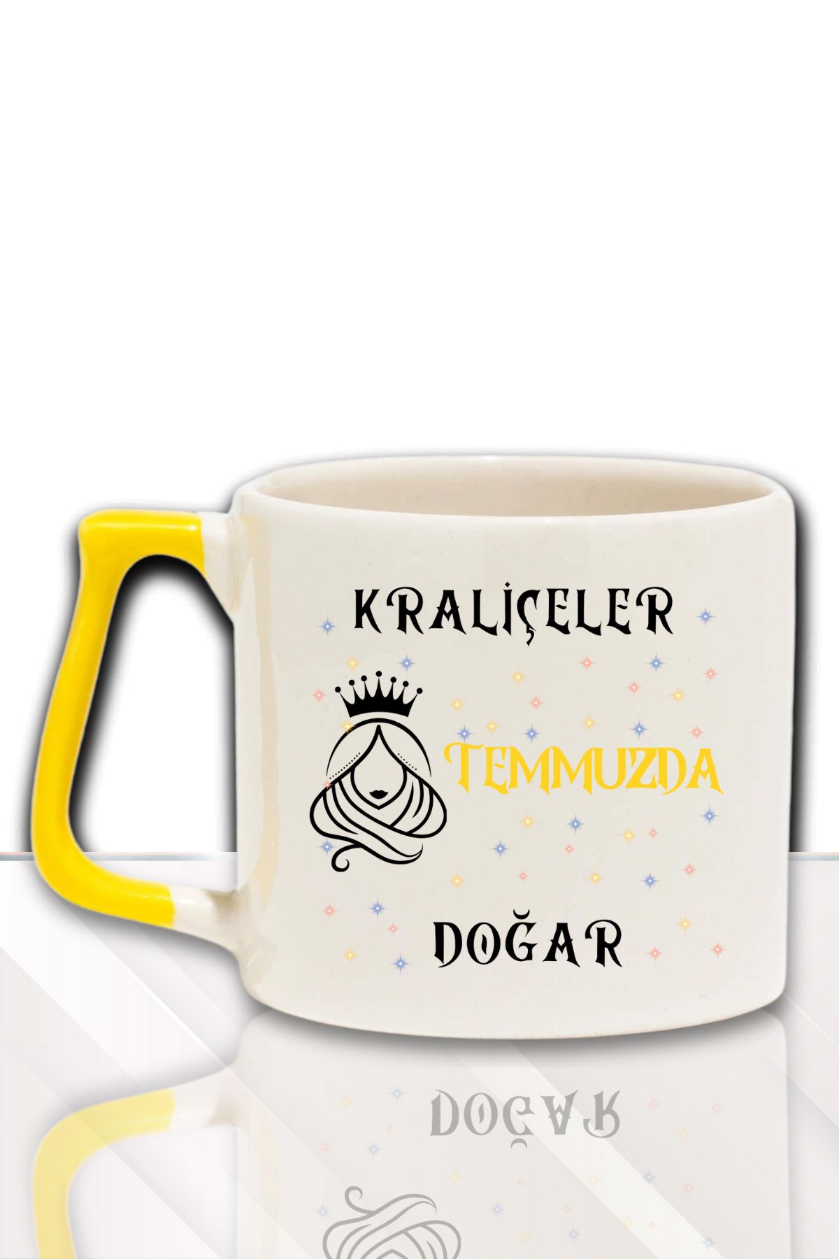 qoeuyl boutique Kraliçeler Bu Ayda Doğar Baskılı Arkadaş, Sevgiliye Doğum Günü Hediyelik Renkli Kulplu Kupa Bardak