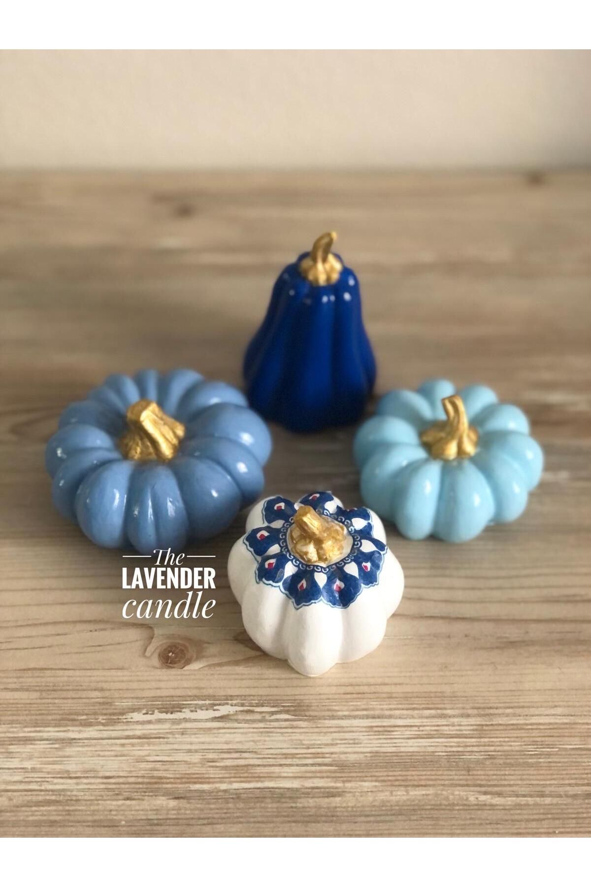 The Lavender Candle DEKORATİF KABAKLAR 4 LÜ MAVİ DESENLİ