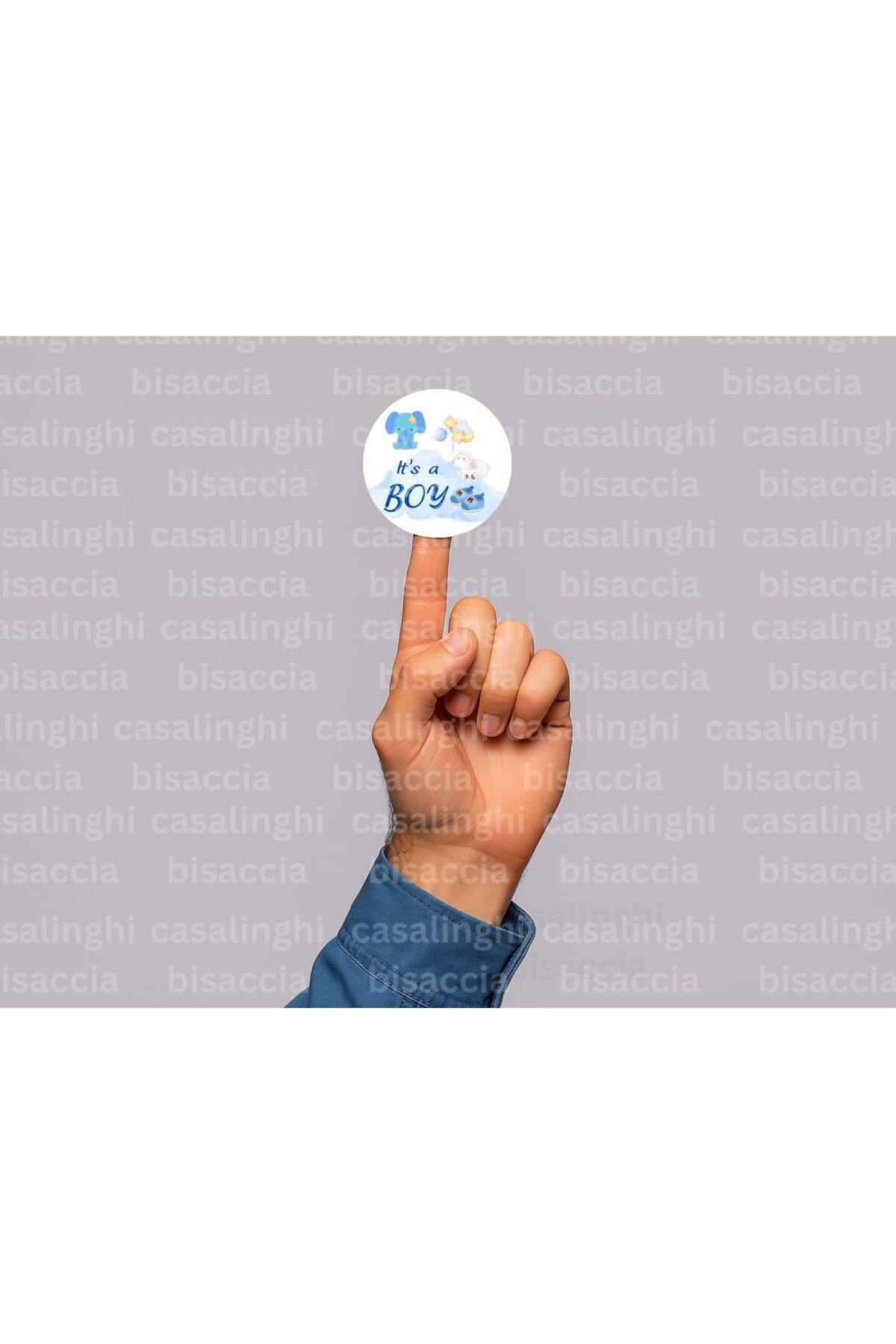 CASALINGHI İngilizce Erkek Çocuk Etiketi It is a Boy Cinsiyet Partisi Mavi Yuvarlak Mat Sticker 4 Cm (90 Adet)