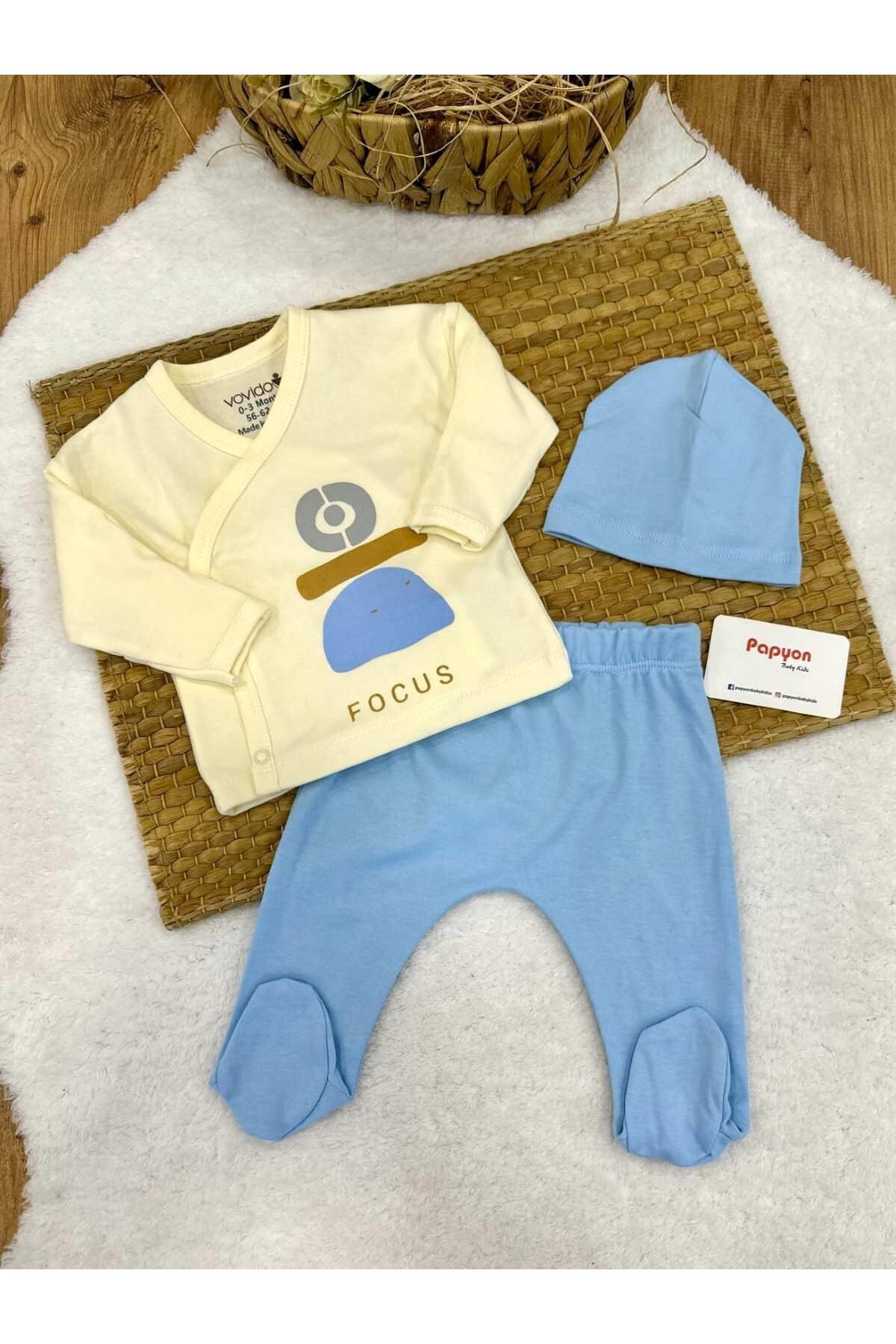 Papyon Baby Kids Baskılı Yenidoğan Erkek Bebek 5li Zıbın Set