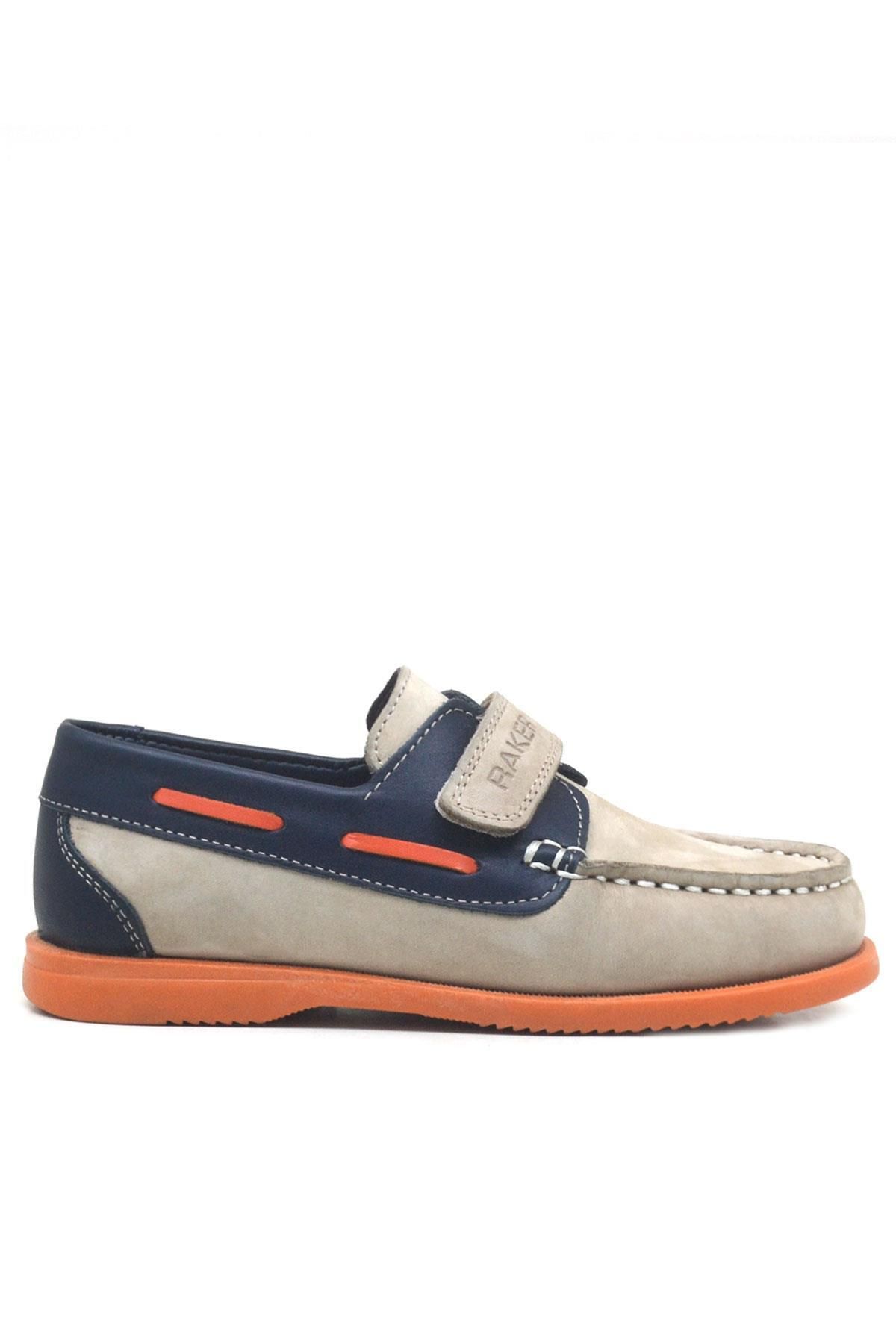 Rakerplus-Simurg Genuine Leather Navy Blue Sand Color Boys' Shoes 3