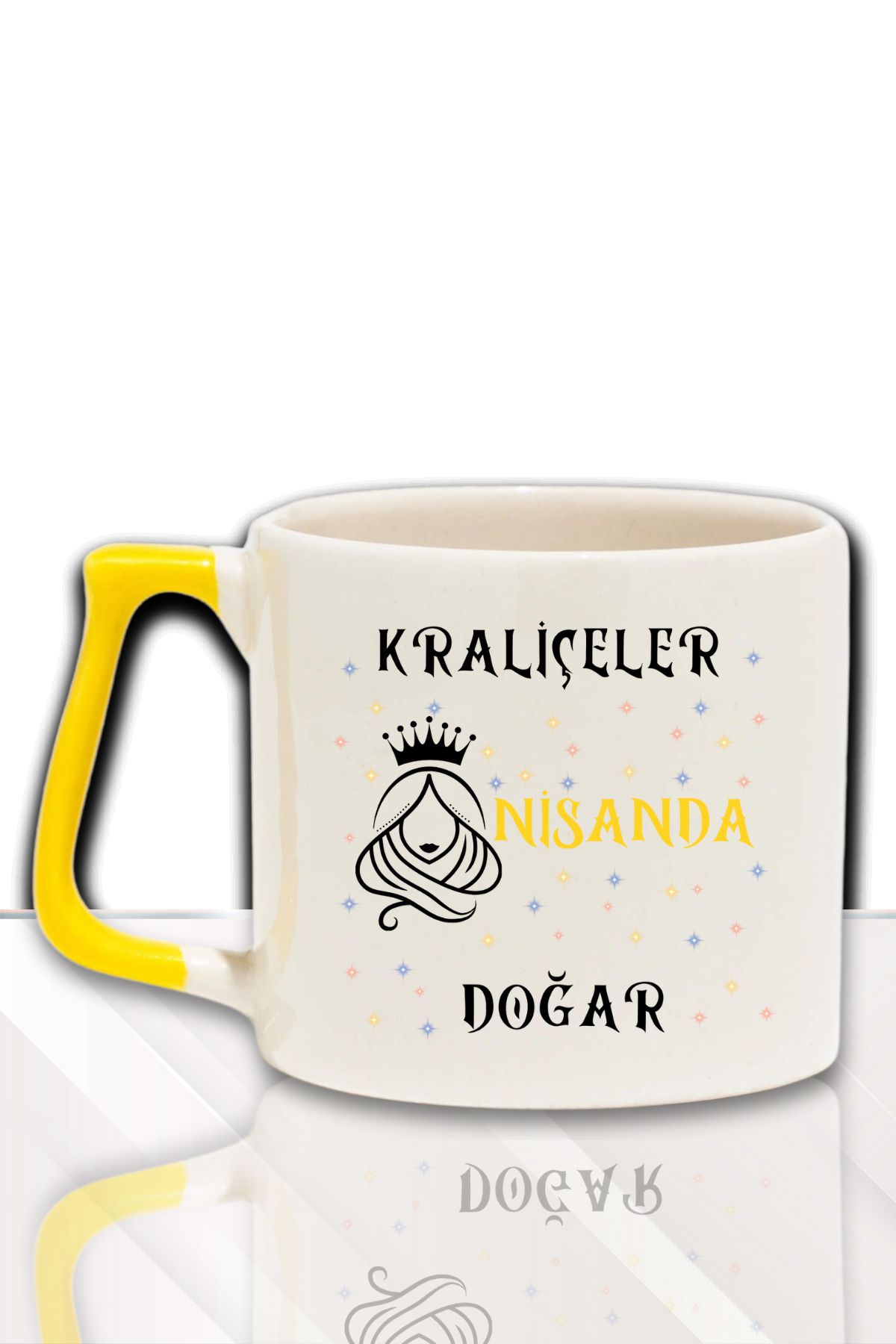 qoeuyl boutique Kraliçeler Bu Ayda Doğar Baskılı Arkadaş, Sevgiliye Doğum Günü Hediyelik Renkli Kulplu Kupa Bardak