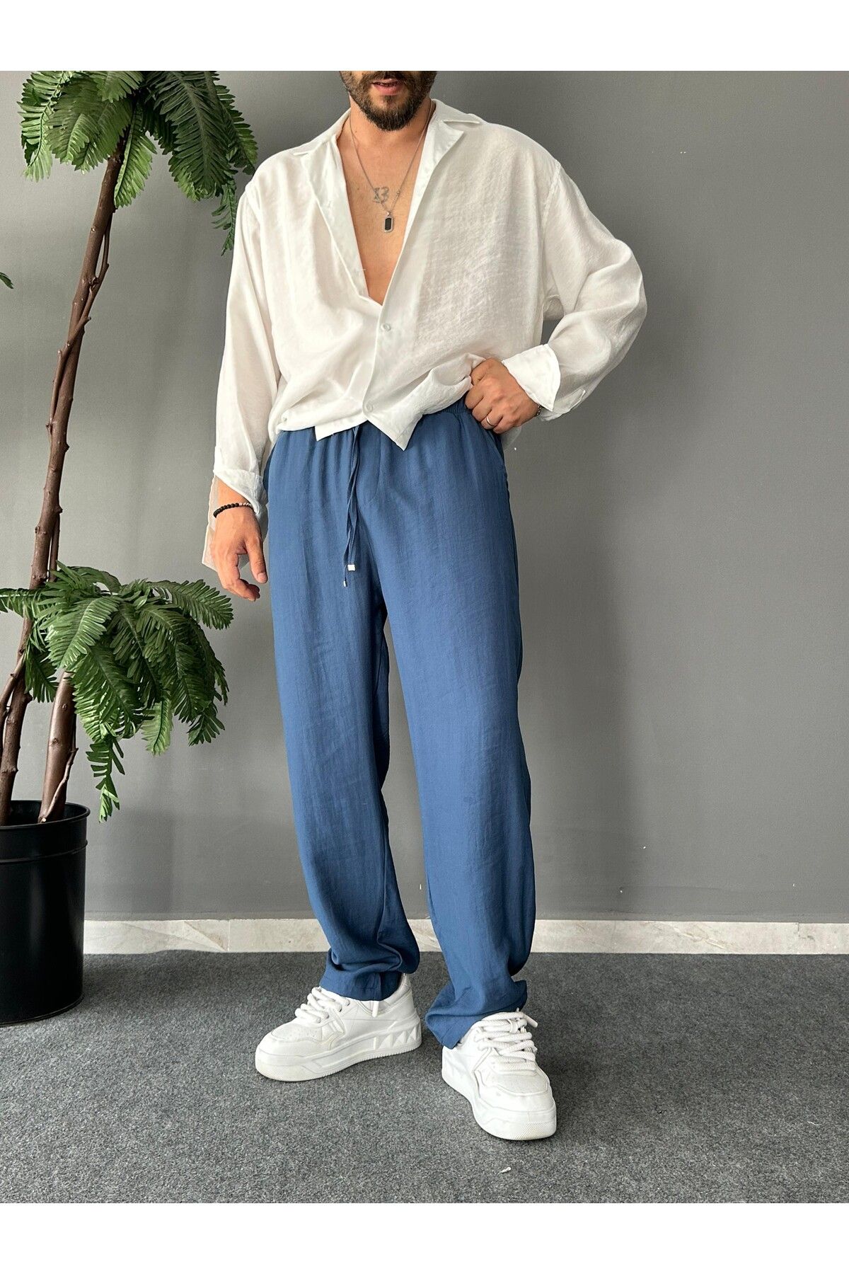 THEMANN Modal Kumaş Baggy Kalıp İndigo Jogger