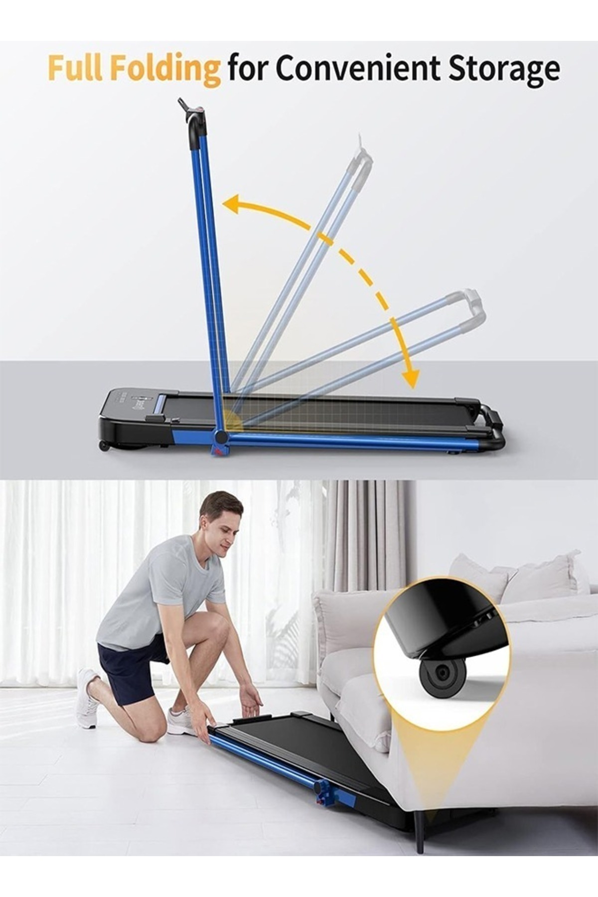 Fitness World-Treadmill, 1.75 Hp Hydraulic Universal Treadmill, 2 In 1 Foldable, Treadmill With Remote Control 3