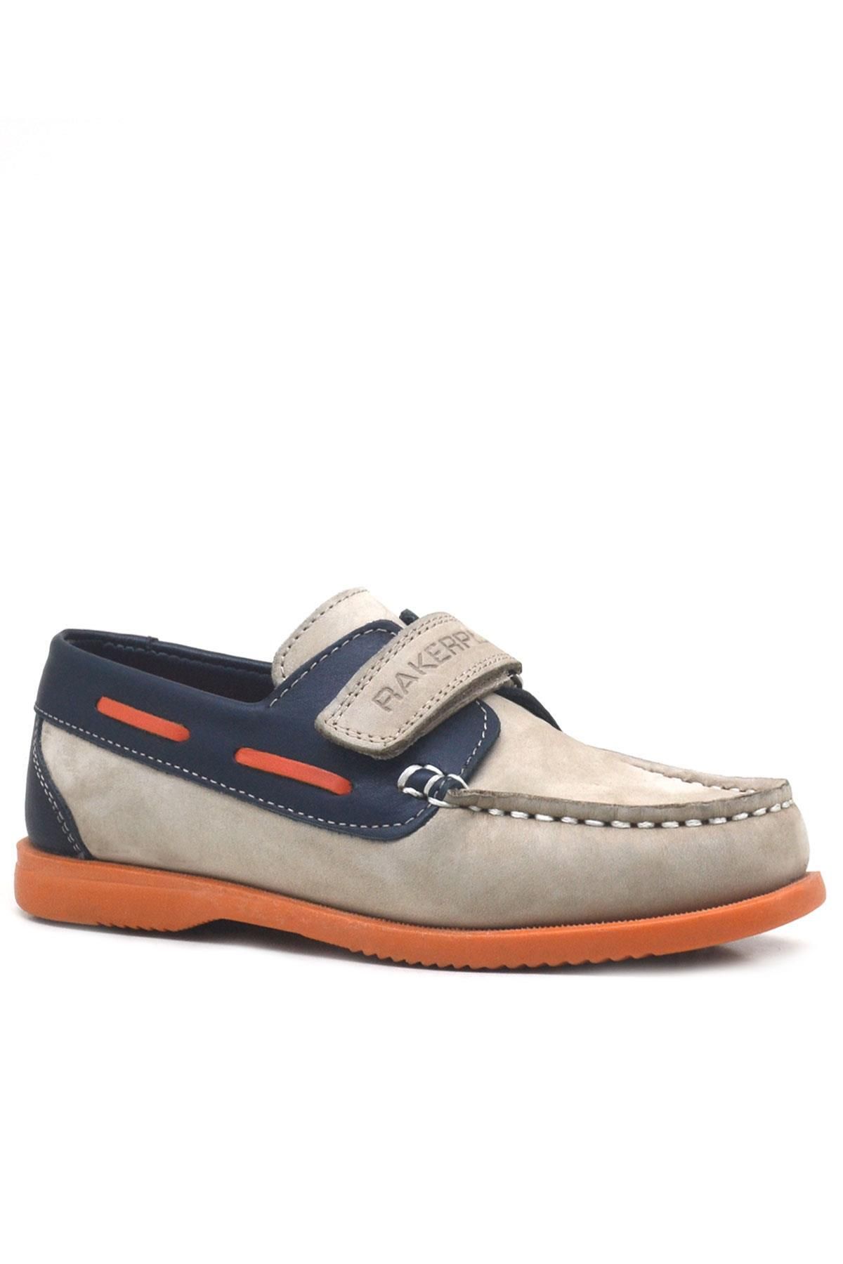 Rakerplus-Simurg Genuine Leather Navy Blue Sand Color Boys' Shoes 2