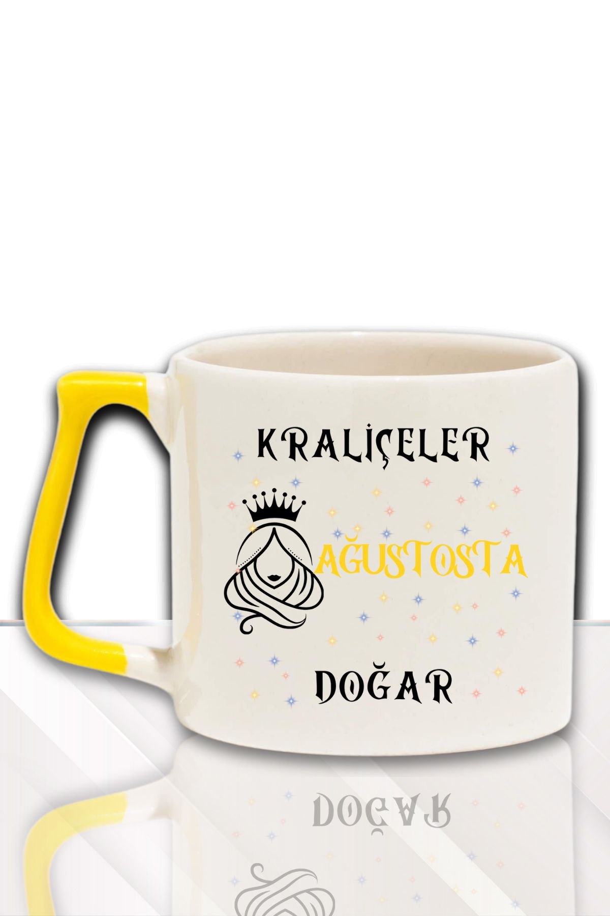 qoeuyl boutique Kraliçeler Bu Ayda Doğar Baskılı Arkadaş, Sevgiliye Doğum Günü Hediyelik Renkli Kulplu Kupa Bardak