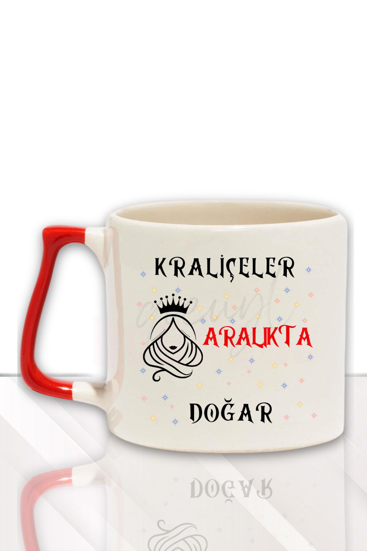 qoeuyl boutique Kraliçeler Bu Ayda Doğar Baskılı Arkadaş, Sevgiliye Doğum Günü Hediyelik Renkli Kulplu Kupa Bardak