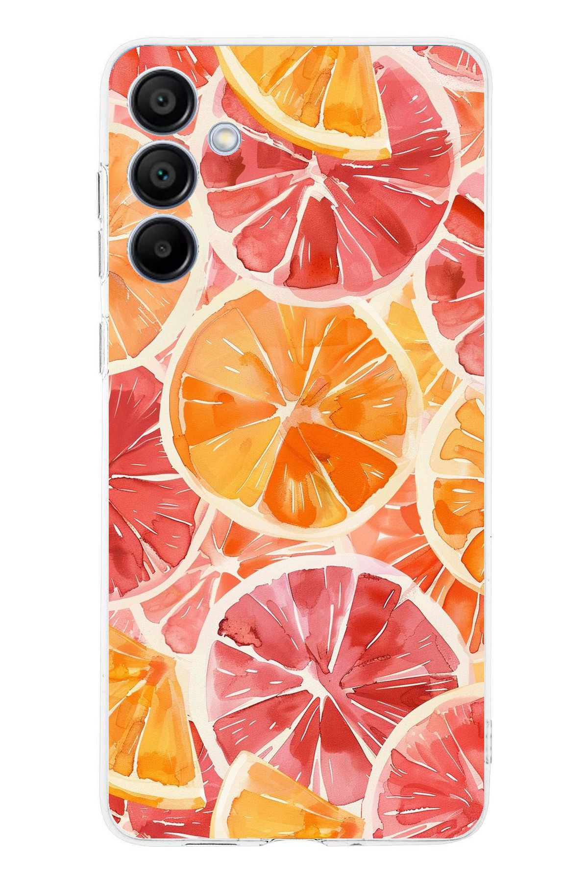 TechTree Samsung Galaxy A16 Uyumlu Portakal Sulu Boya Şeffaf Silikon Kılıf