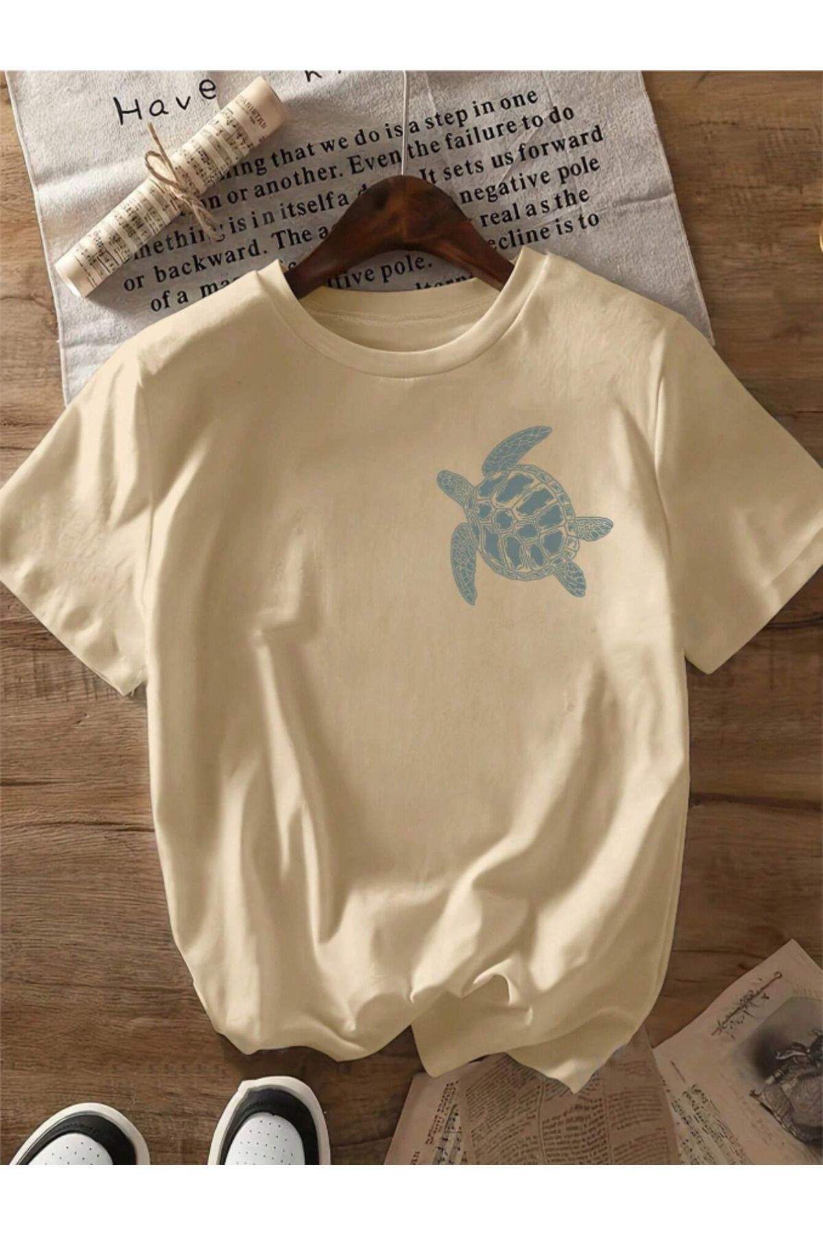 Tarzsokak Unisex Kadın/Erkek Caretta Renkli Özel Baskılı Oversize Pamuk Penye