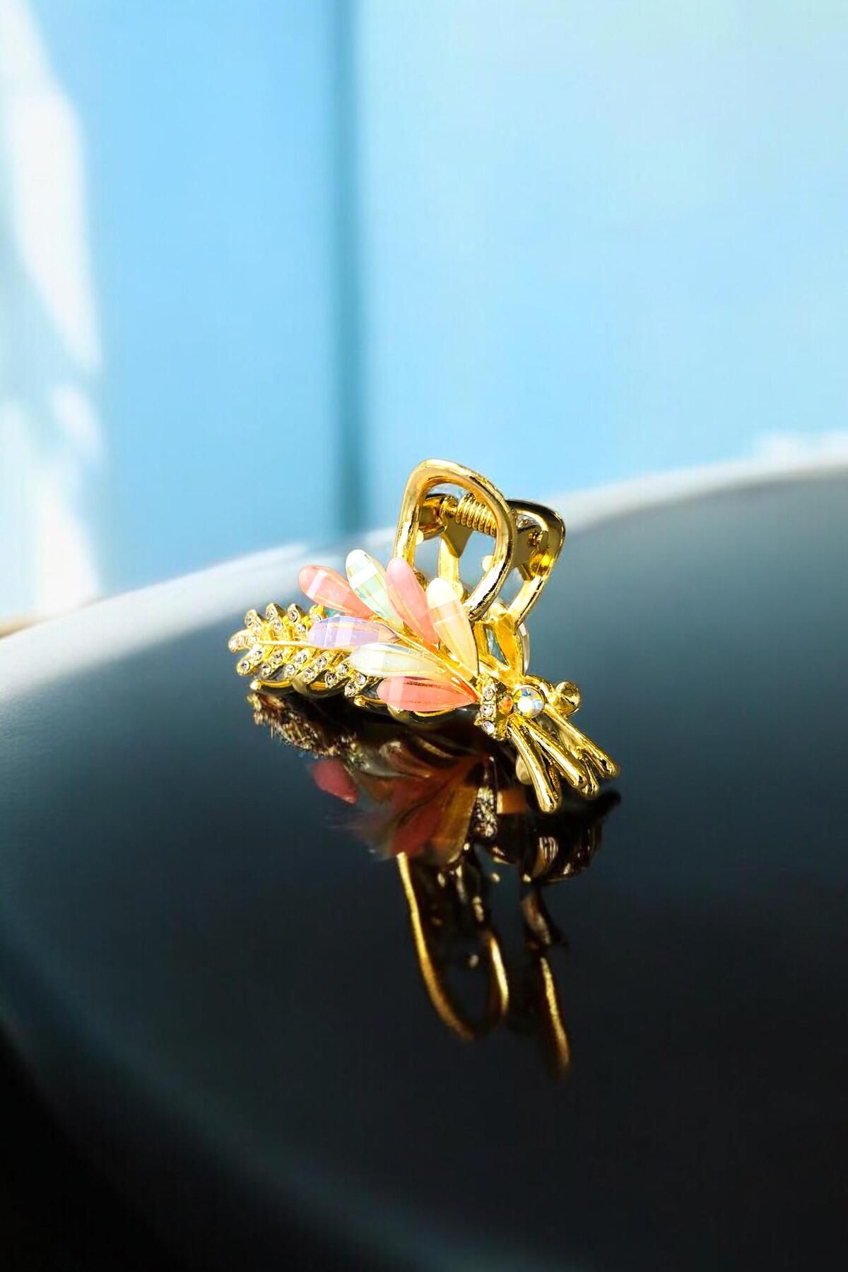 AYMETA Kadın Gold Zirkon Taşlı Metal Toka ( 5,5 Cm )
