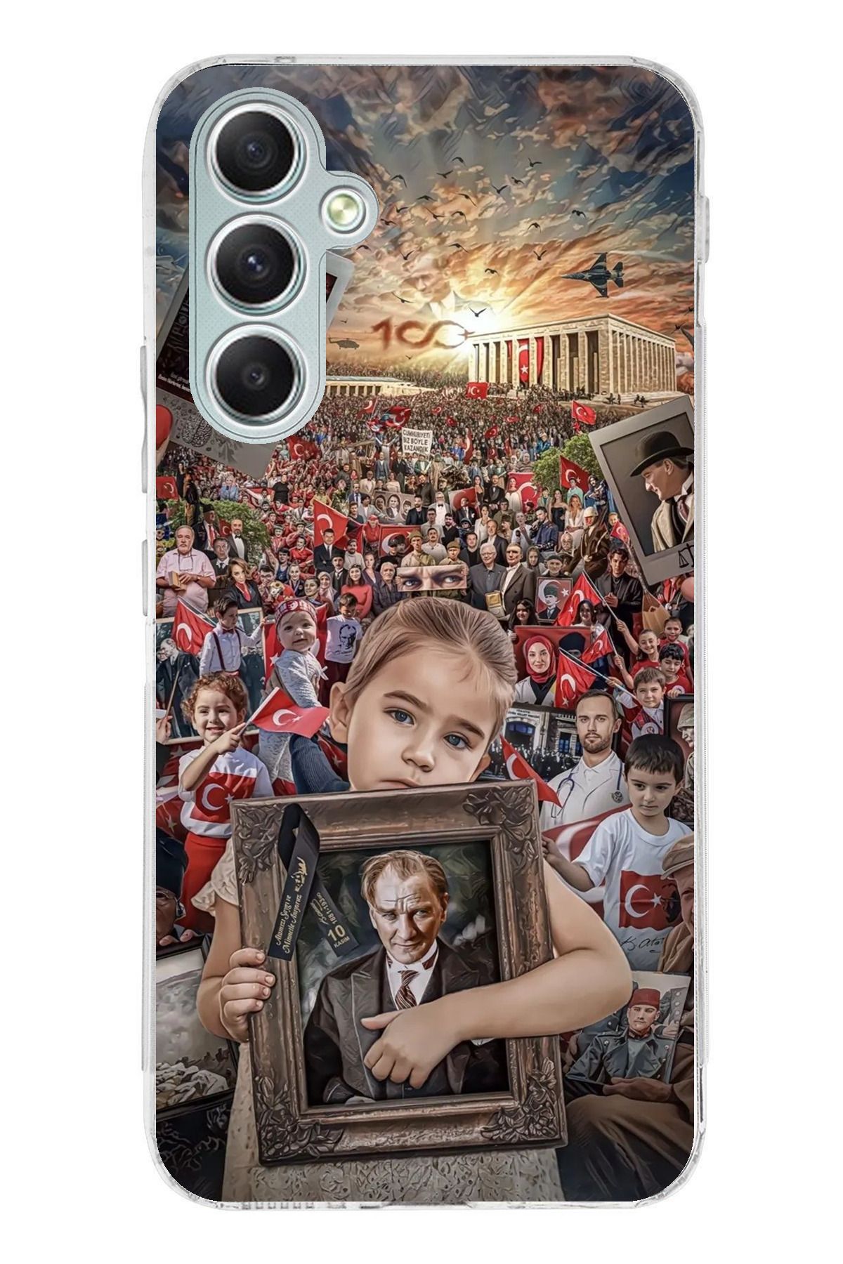 TechTree Samsung Galaxy A34 Uyumlu Anıtkabir Atatürk Portre Şeffaf Silikon Kılıf