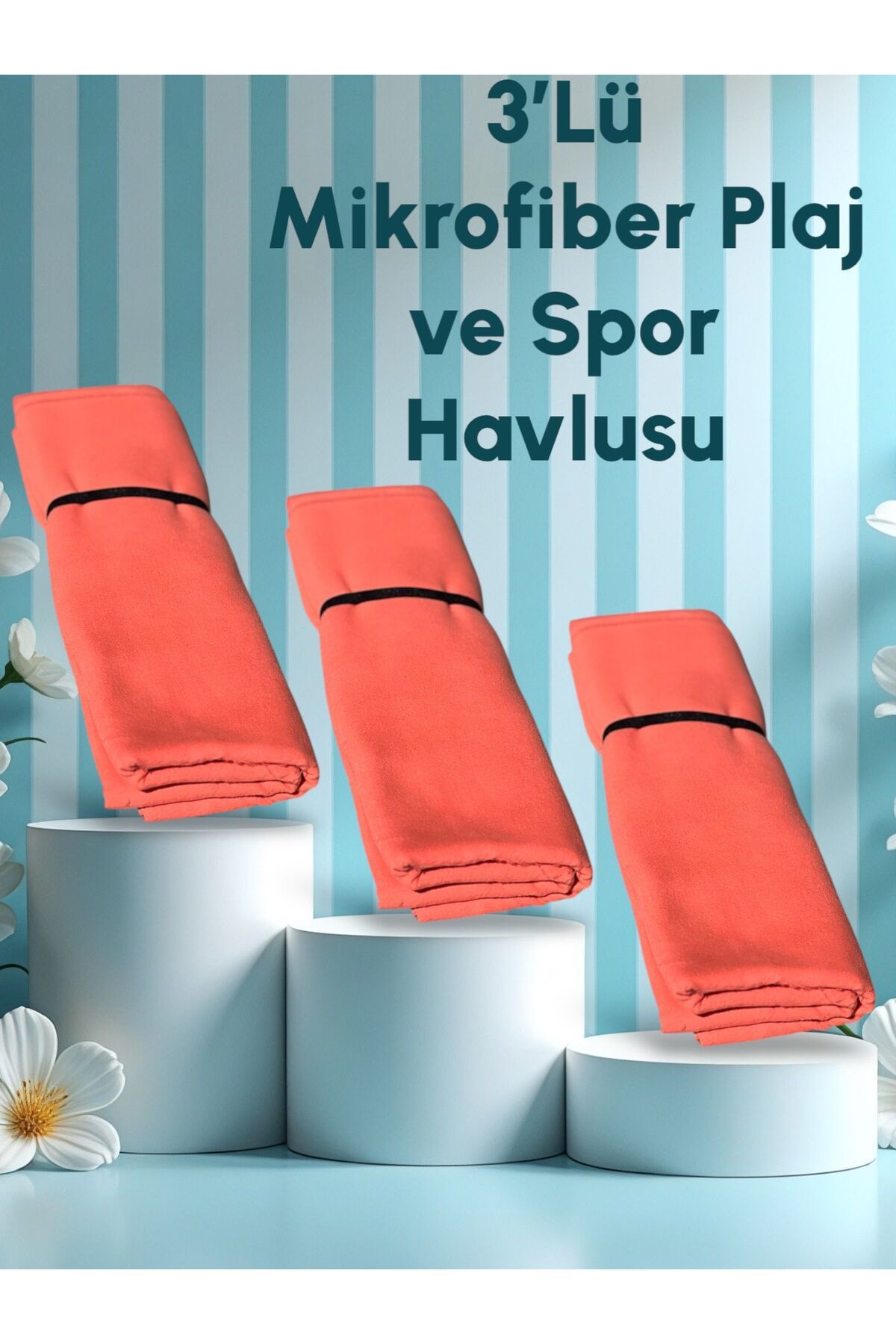 VAD 3'Lü MİKROFİBER ÇABUK KURUYAN PLAJ HAVLUSU 70x150 cm