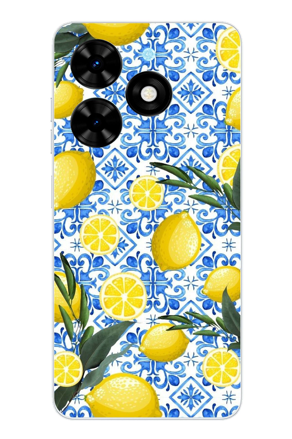 TechTree Tecno Spark 20 - 20C Uyumlu Limon Sulu Boya Şeffaf Silikon Kılıf