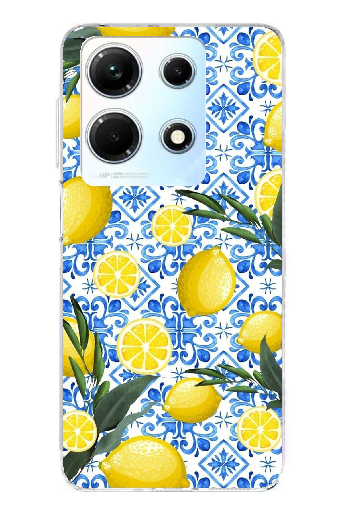 TechTree İnfinix Note 30 Uyumlu Limon Sulu Boya Şeffaf Silikon Kılıf