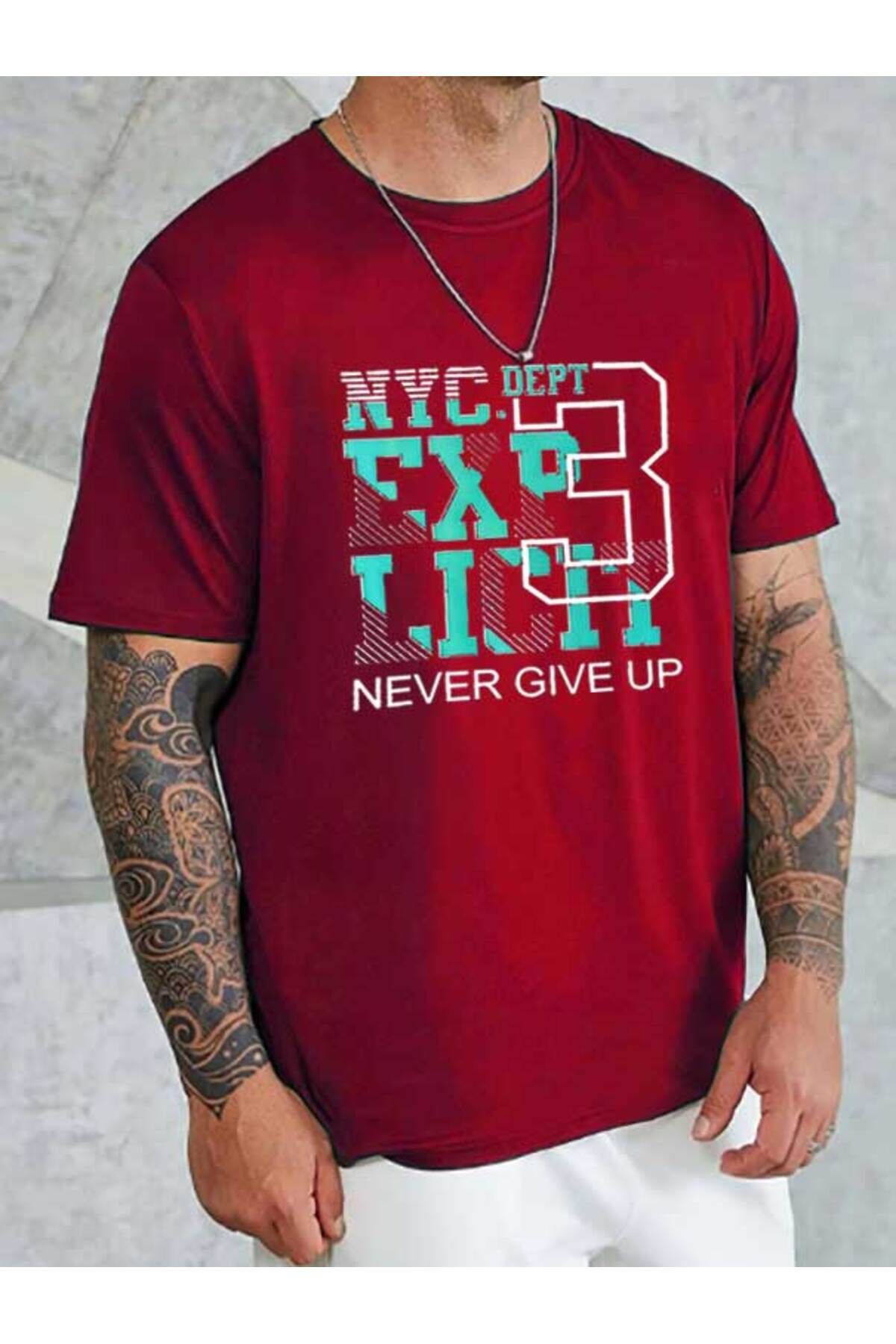 Tarzsokak Unisex NYC Baskılı Bisiklet Yaka