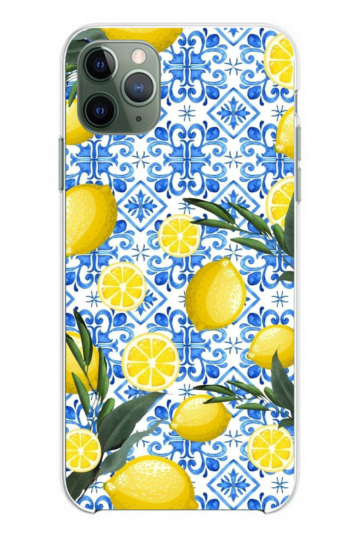 TechTree iPhone 11 PRO Uyumlu Limon Sulu Boya Şeffaf Silikon Kılıf