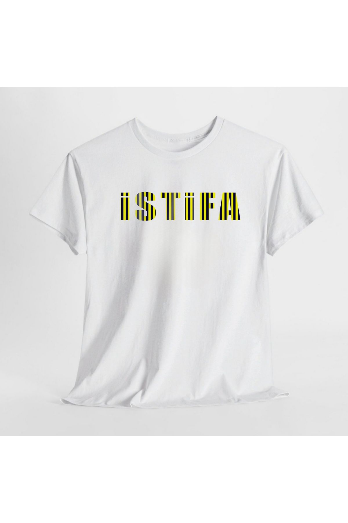 SARI İSTİFA YAZILI TSHIRT %100 PAMUK