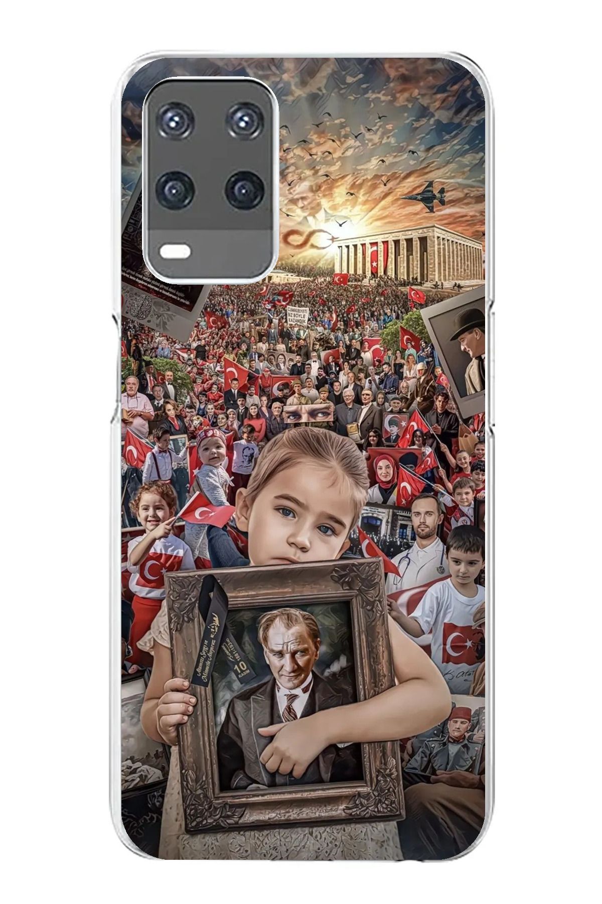 TechTree Oppo A54 Uyumlu Anıtkabir Atatürk Portre Şeffaf Silikon Kılıf